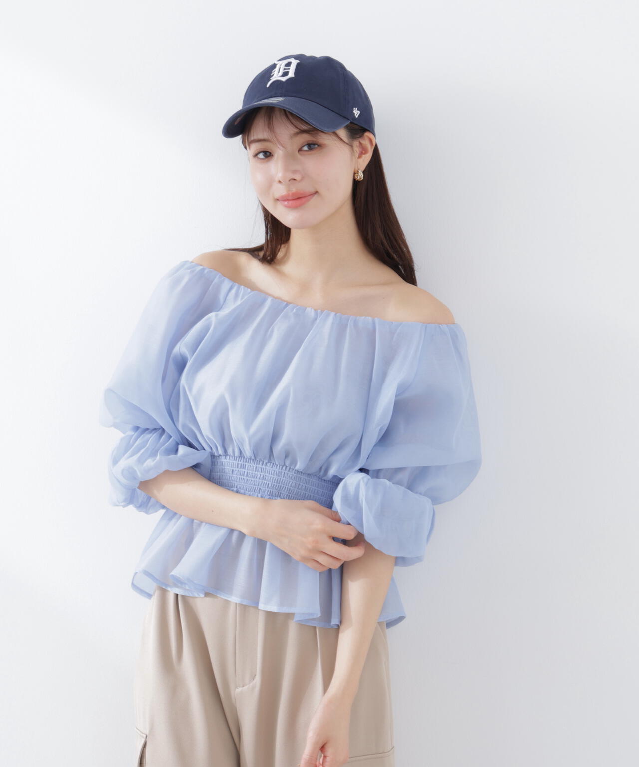 <加藤栞さん着用>2wayオフショルフィッシュテールブラウス