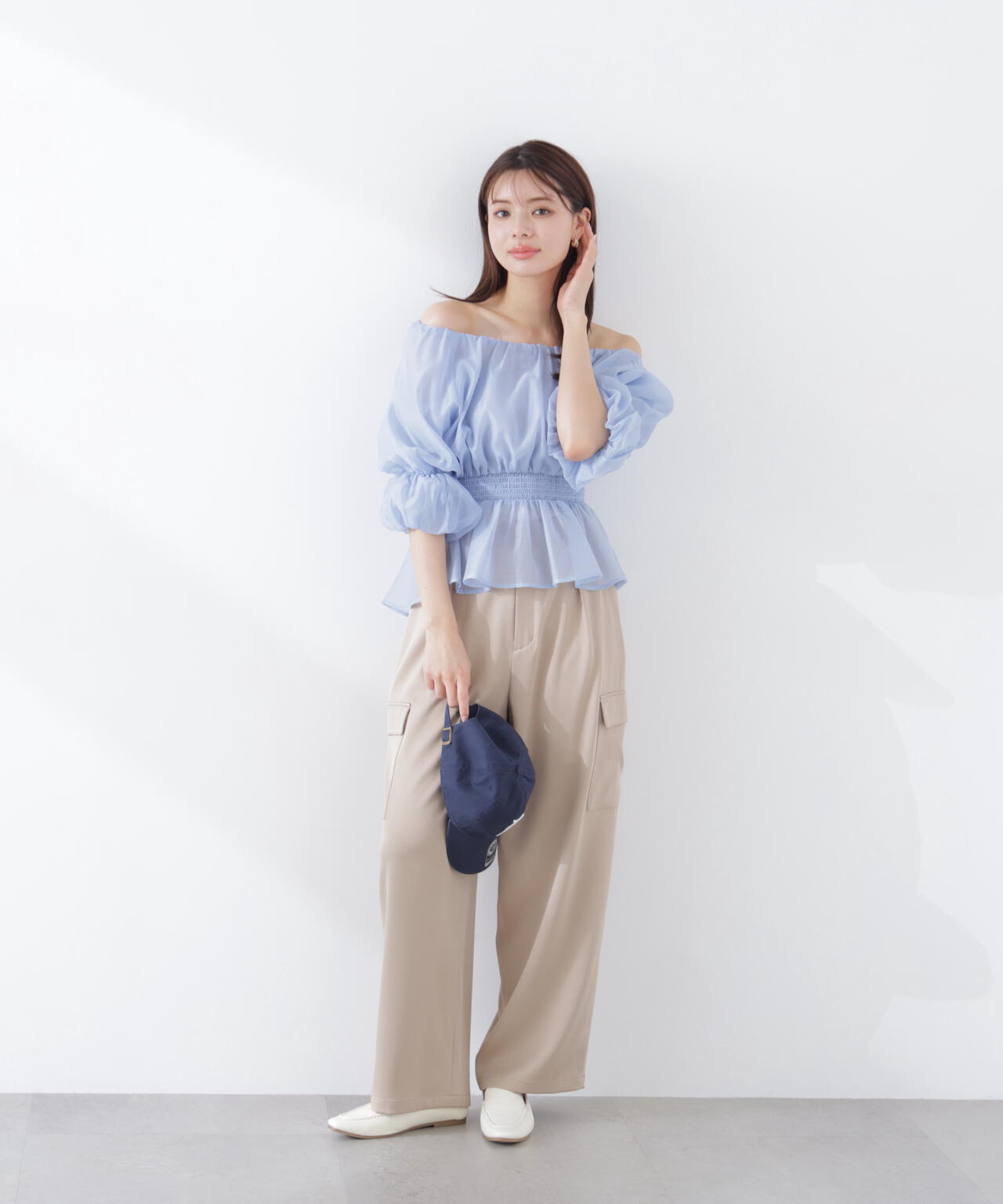 <加藤栞さん着用>2wayオフショルフィッシュテールブラウス