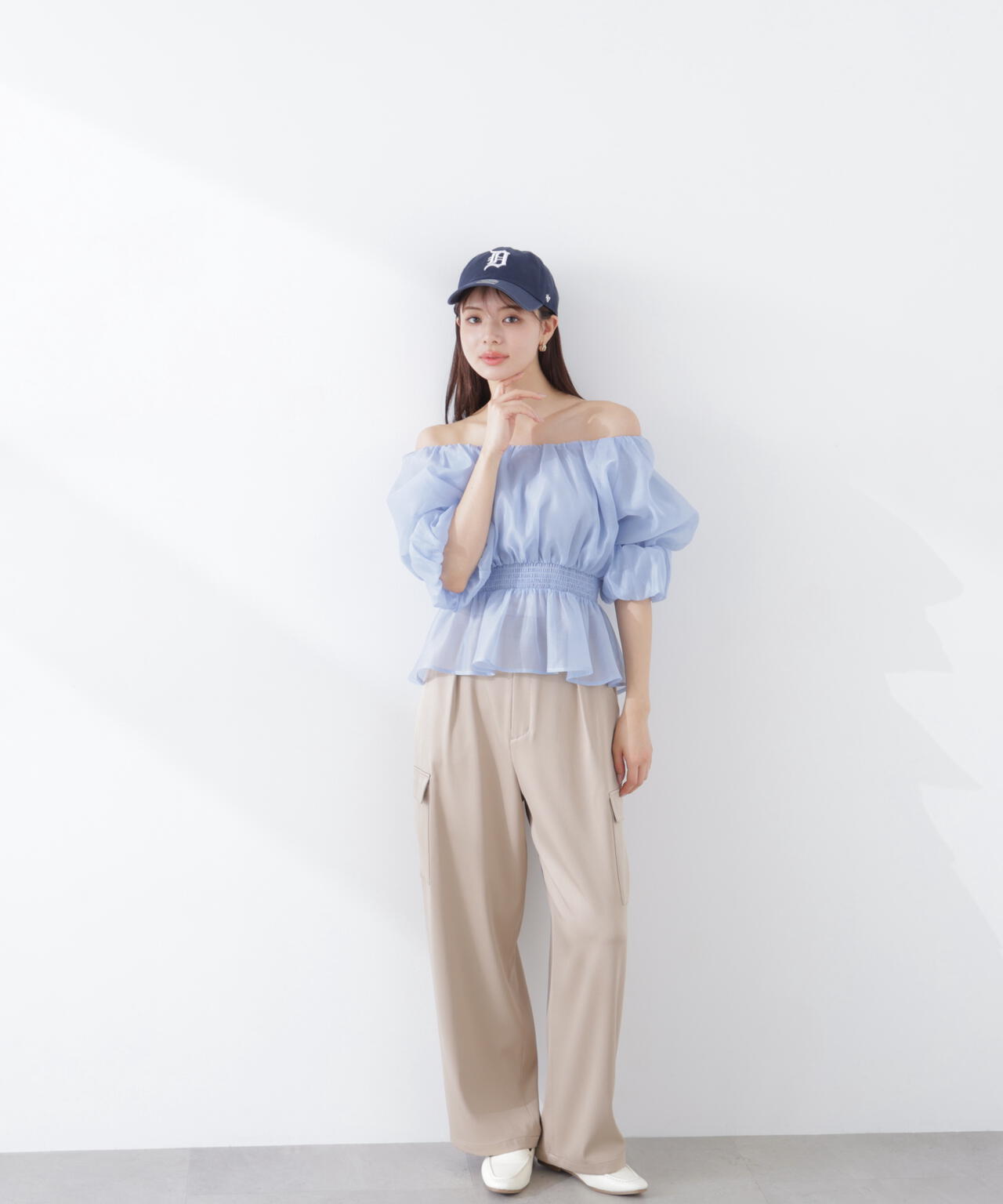 <加藤栞さん着用>2wayオフショルフィッシュテールブラウス