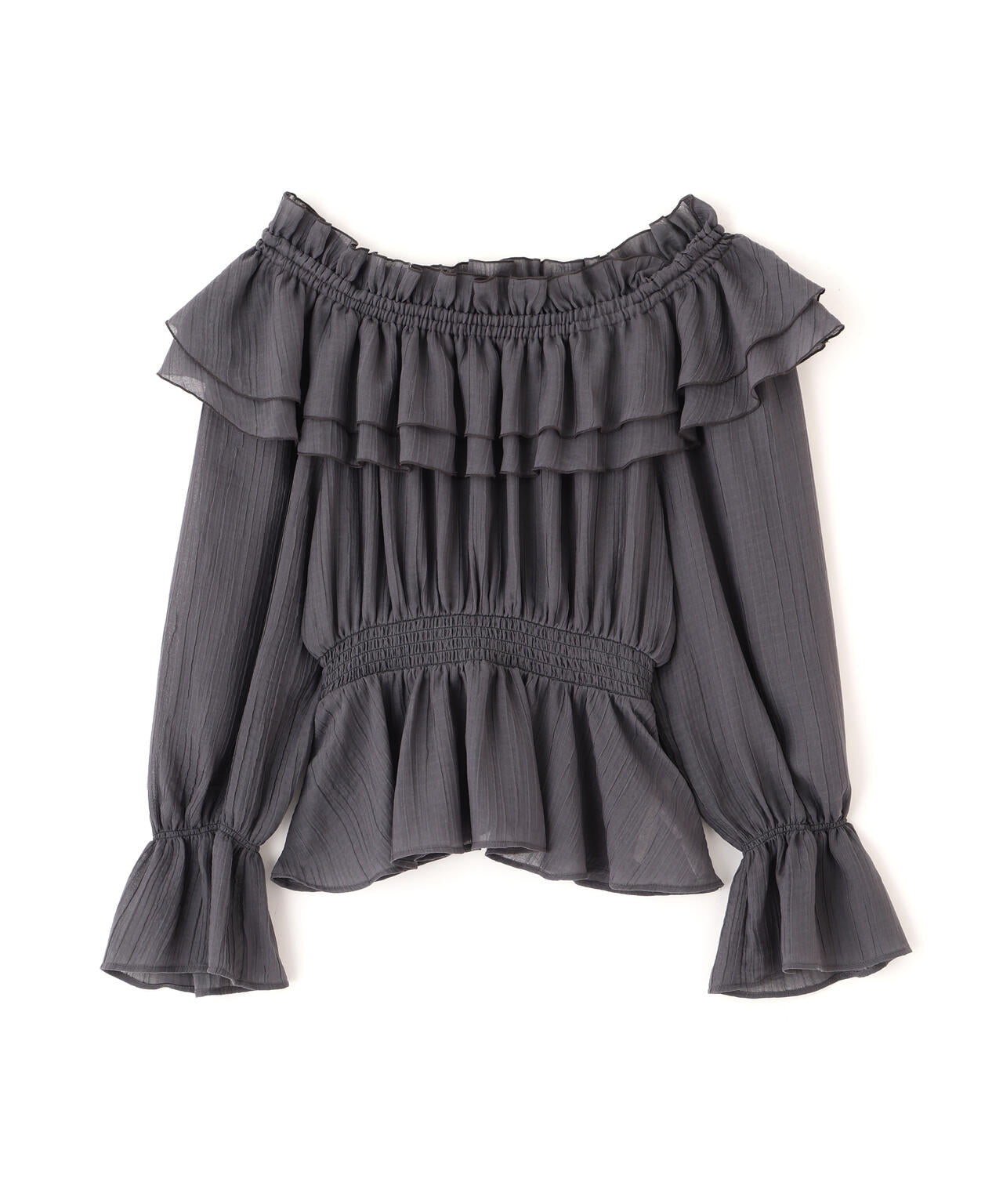 <ウォッシャブル>《EDIT COLOGNE》オフショルシアーシャーリングブラウス【WEB・一部店舗限定】