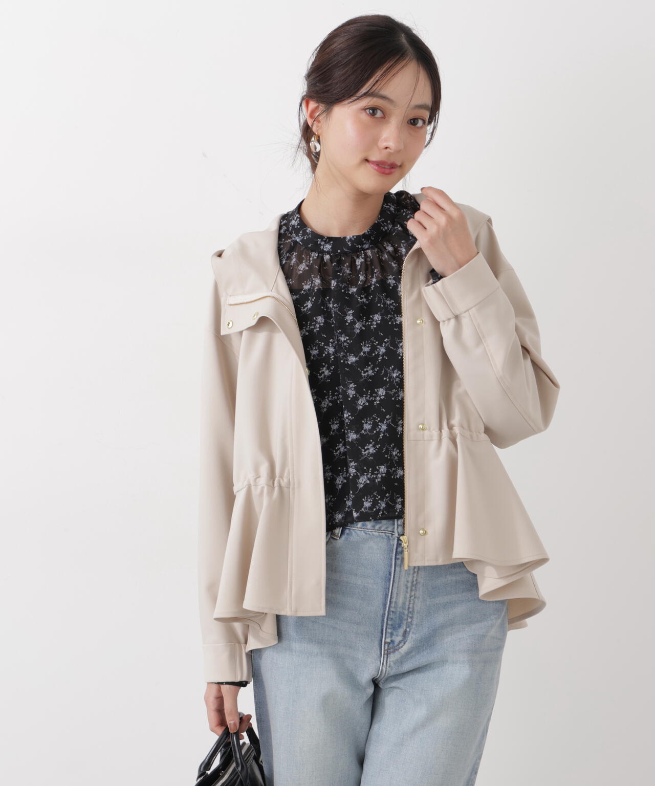 <ウォッシャブル>〈a/mie〉ジョーゼットボリュームブラウス