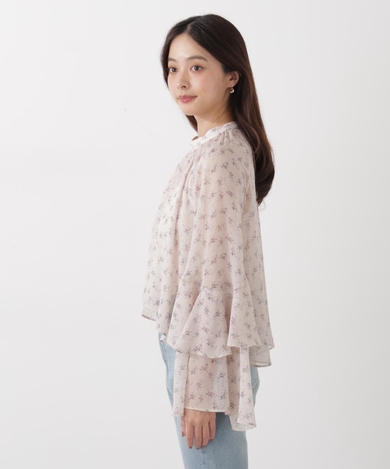 <ウォッシャブル>〈a/mie〉ジョーゼットボリュームブラウス
