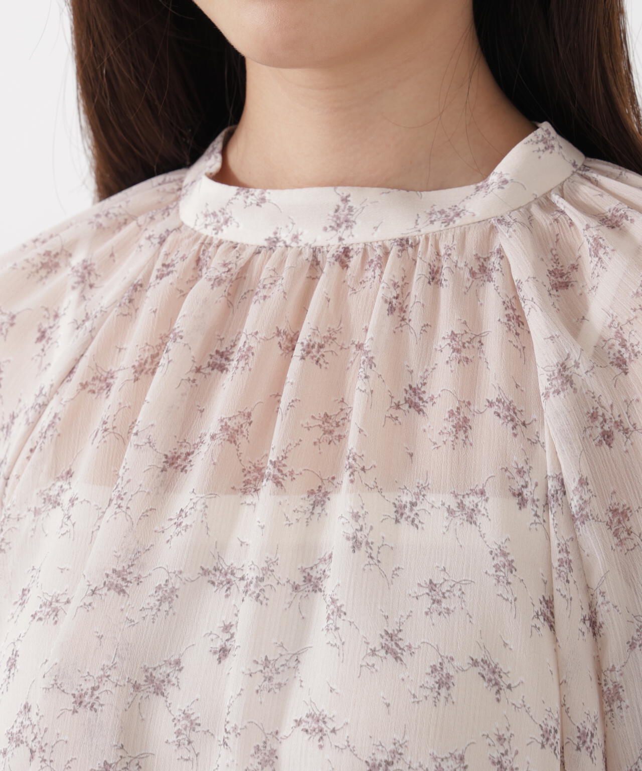 <ウォッシャブル>〈a/mie〉ジョーゼットボリュームブラウス