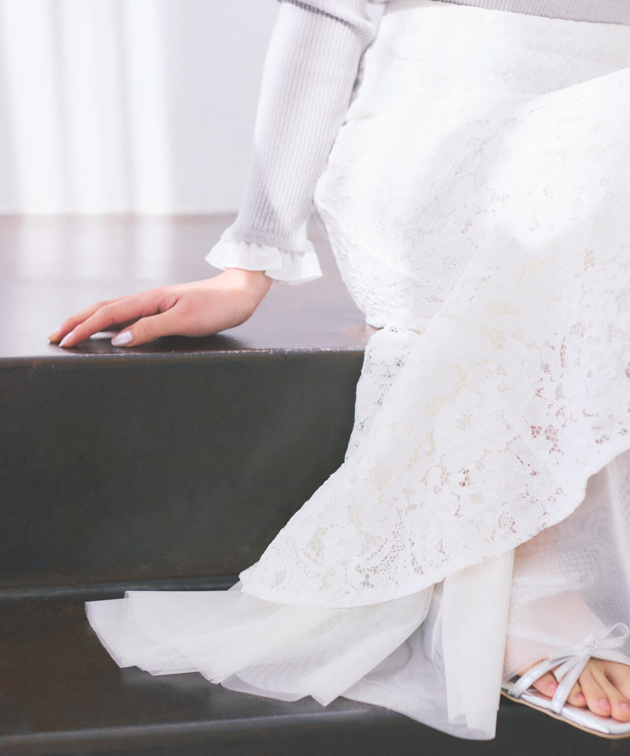 チュールドッキングレーススカート