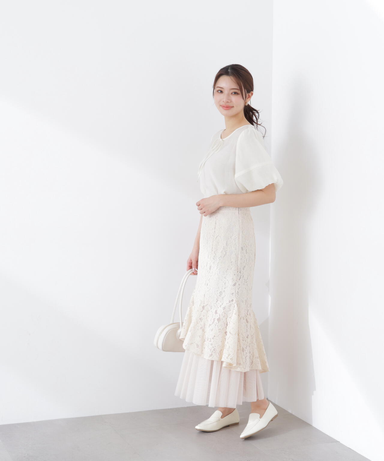 チュールドッキングレーススカート