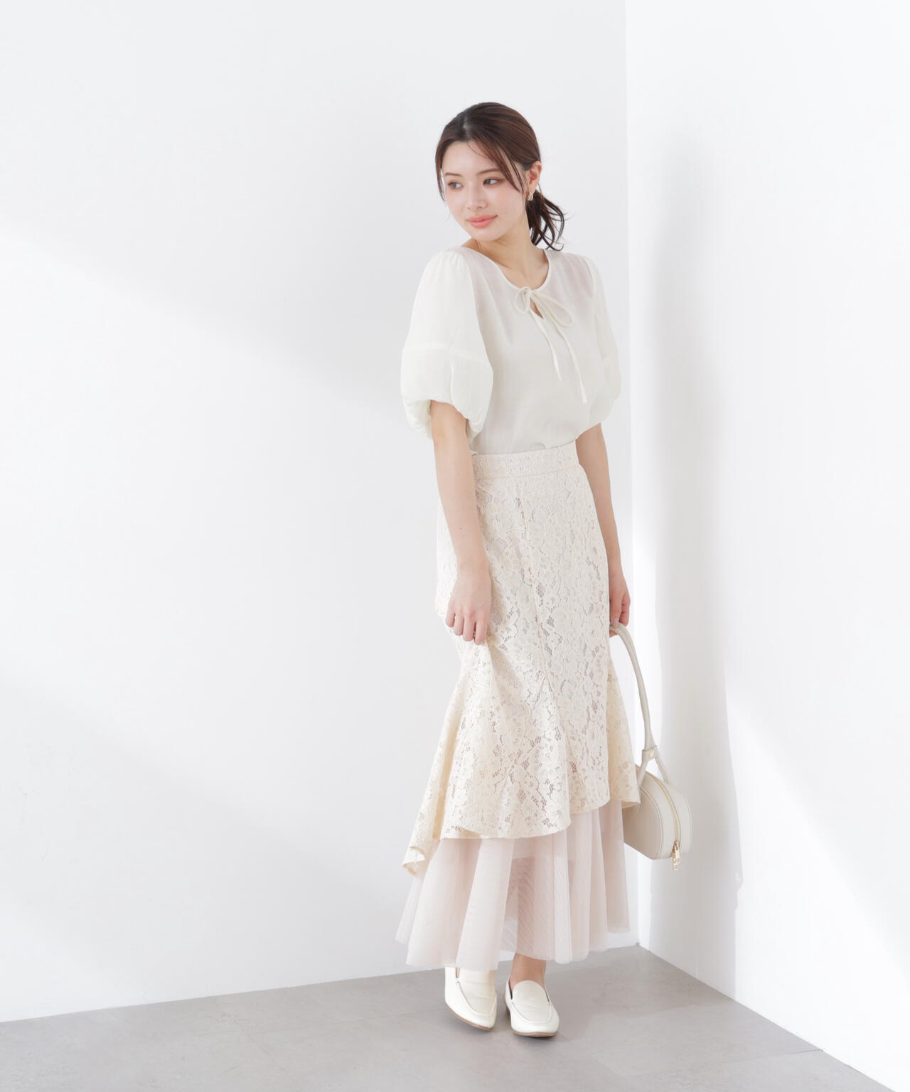 チュールドッキングレーススカート