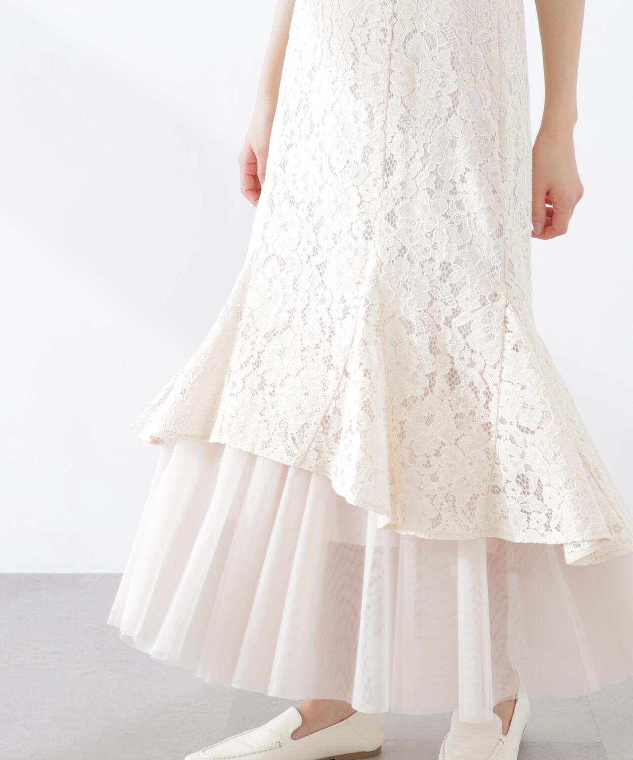 チュールドッキングレーススカート
