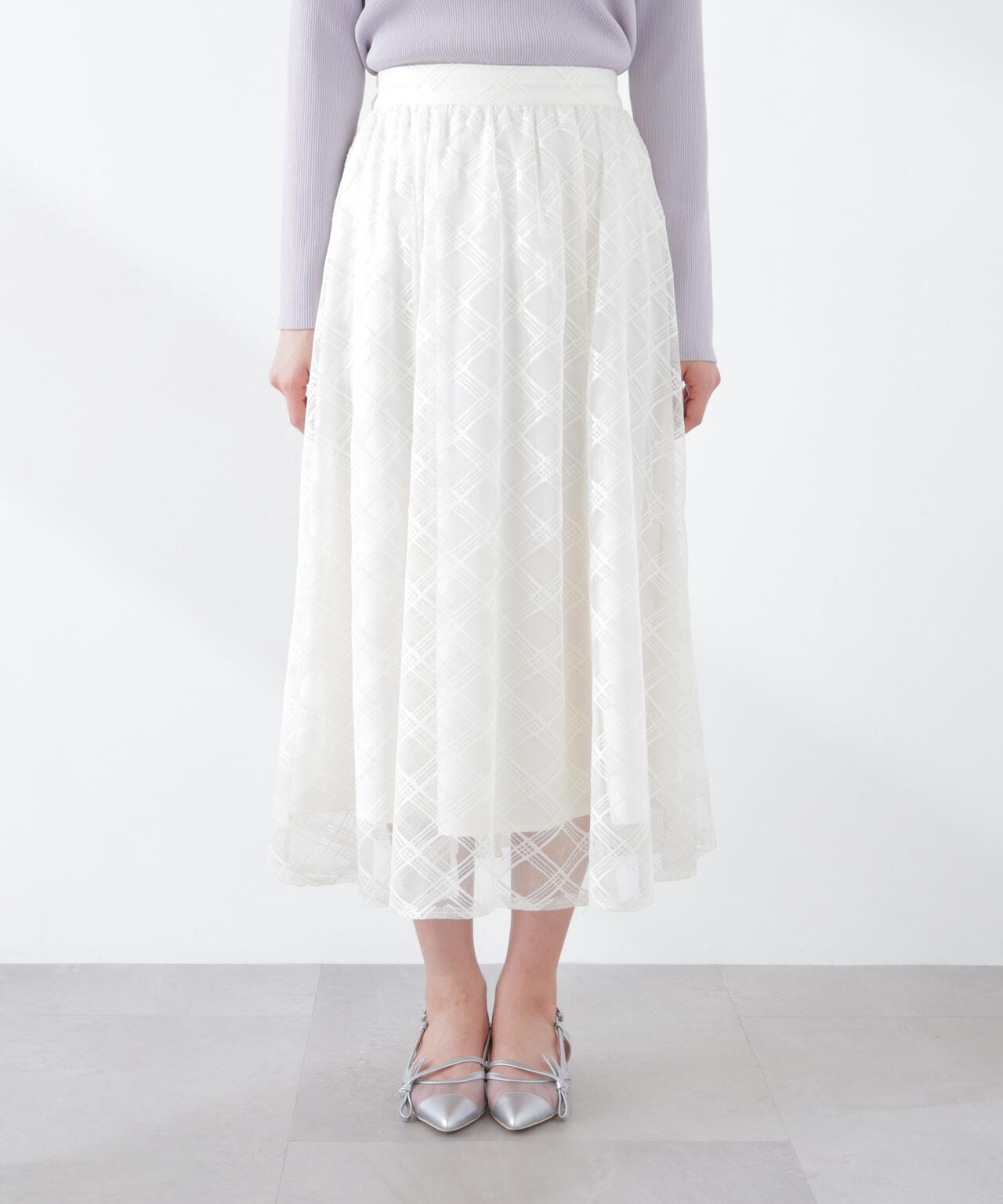 シアーチェックフレアスカート【WEB・一部店舗限定】