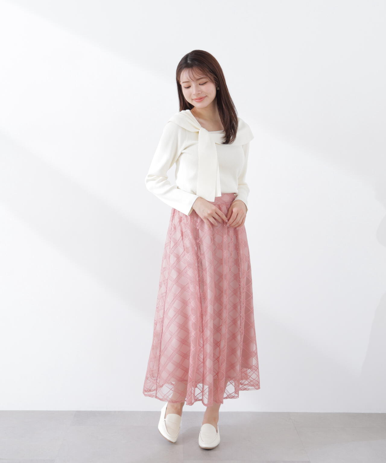 シアーチェックフレアスカート【WEB・一部店舗限定】