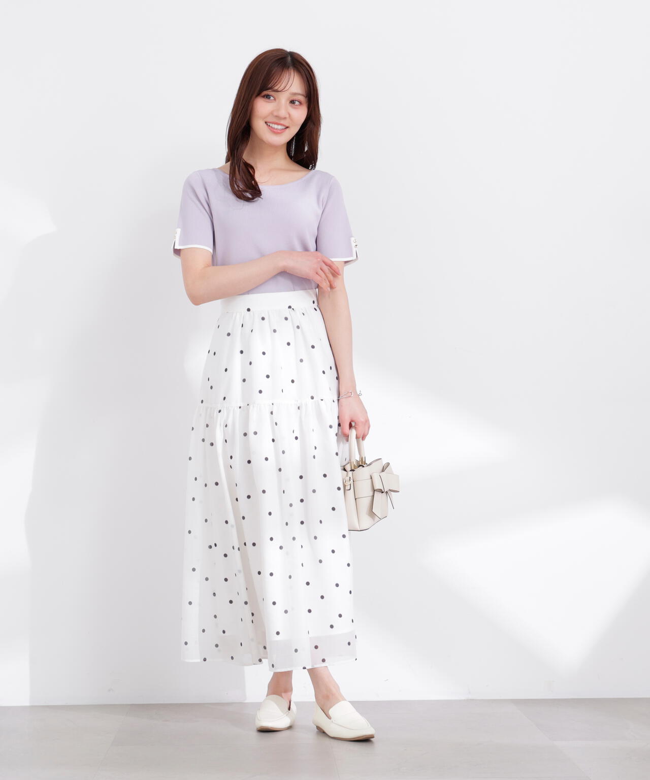 <加藤栞さん着用>ドットプリントティアードスカート