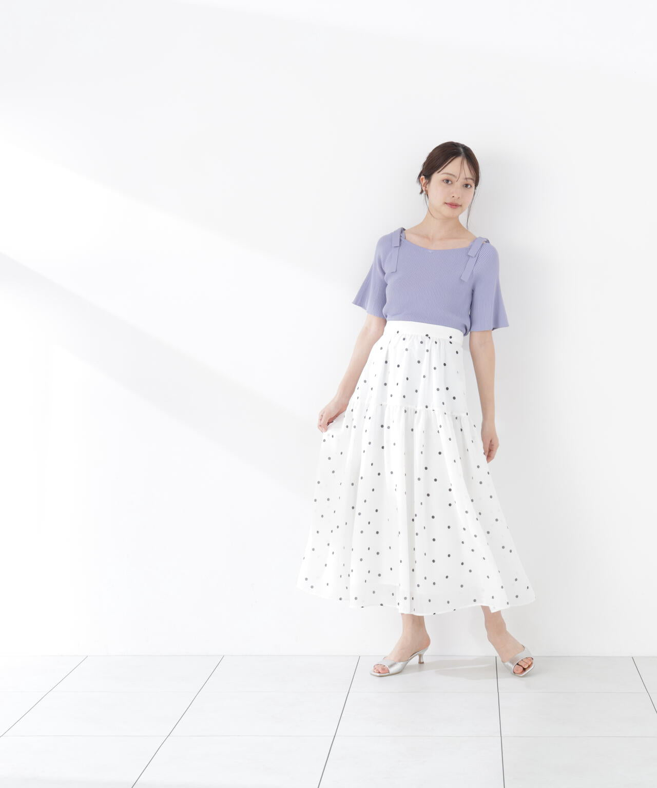 <加藤栞さん着用>ドットプリントティアードスカート