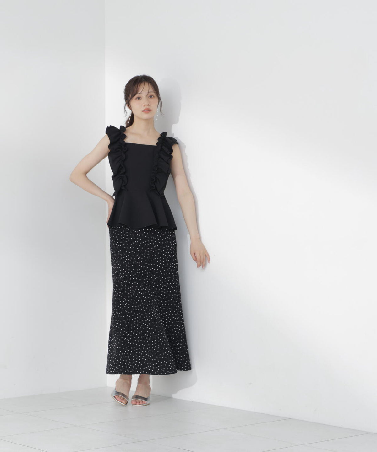 <青島心さん着用>ドット柄マーメイドスカート
