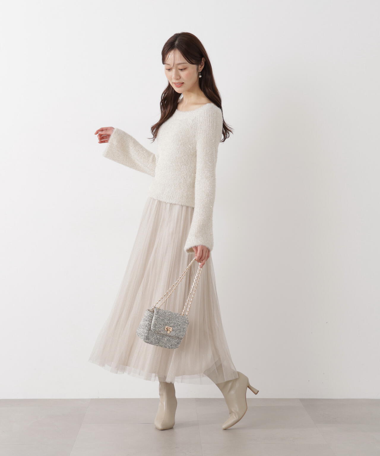 《EDIT COLOGNE》ラメプリーツスカート【ピンク:official site・ZOZOTOWN・ルミネエスト新宿限定】