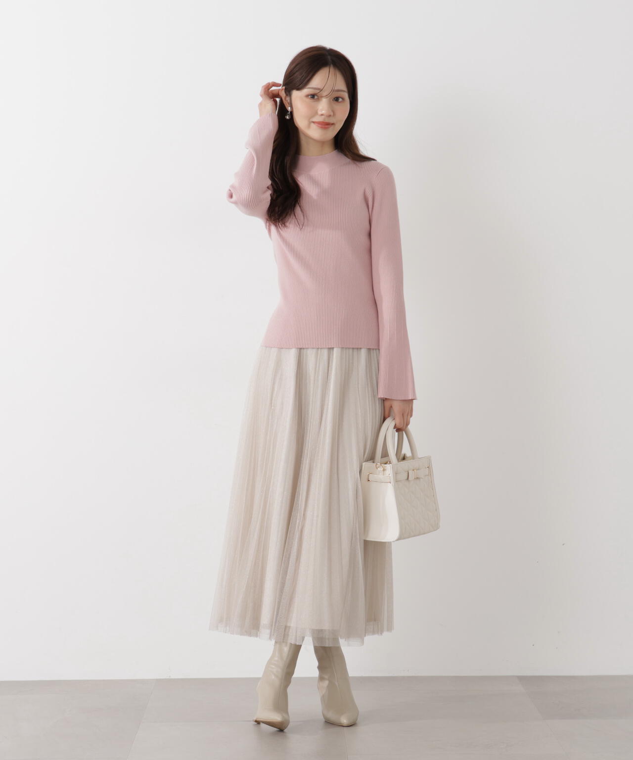 《EDIT COLOGNE》ラメプリーツスカート【ピンク:official site・ZOZOTOWN・ルミネエスト新宿限定】