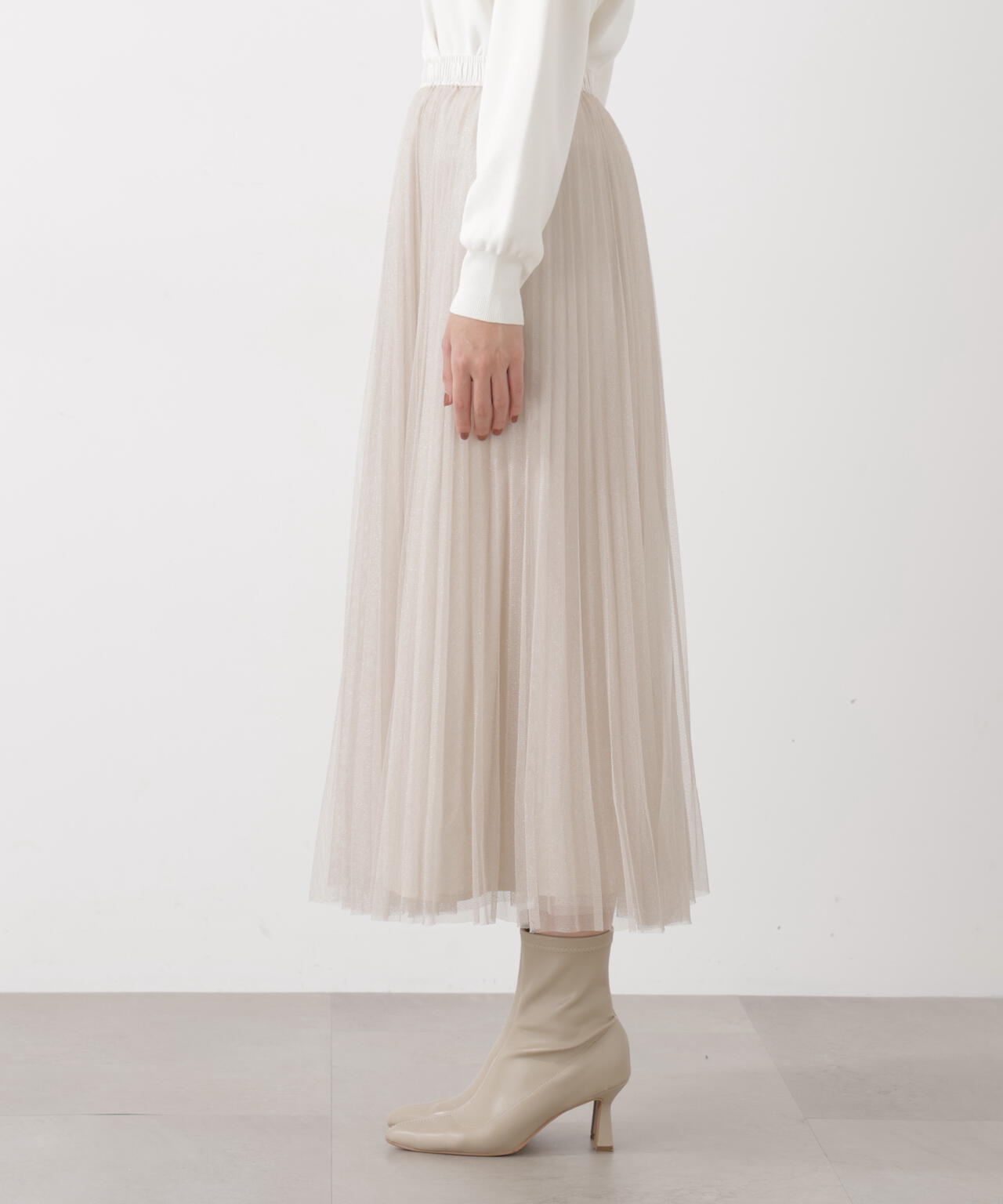 《EDIT COLOGNE》ラメプリーツスカート【ピンク:official site・ZOZOTOWN・ルミネエスト新宿限定】