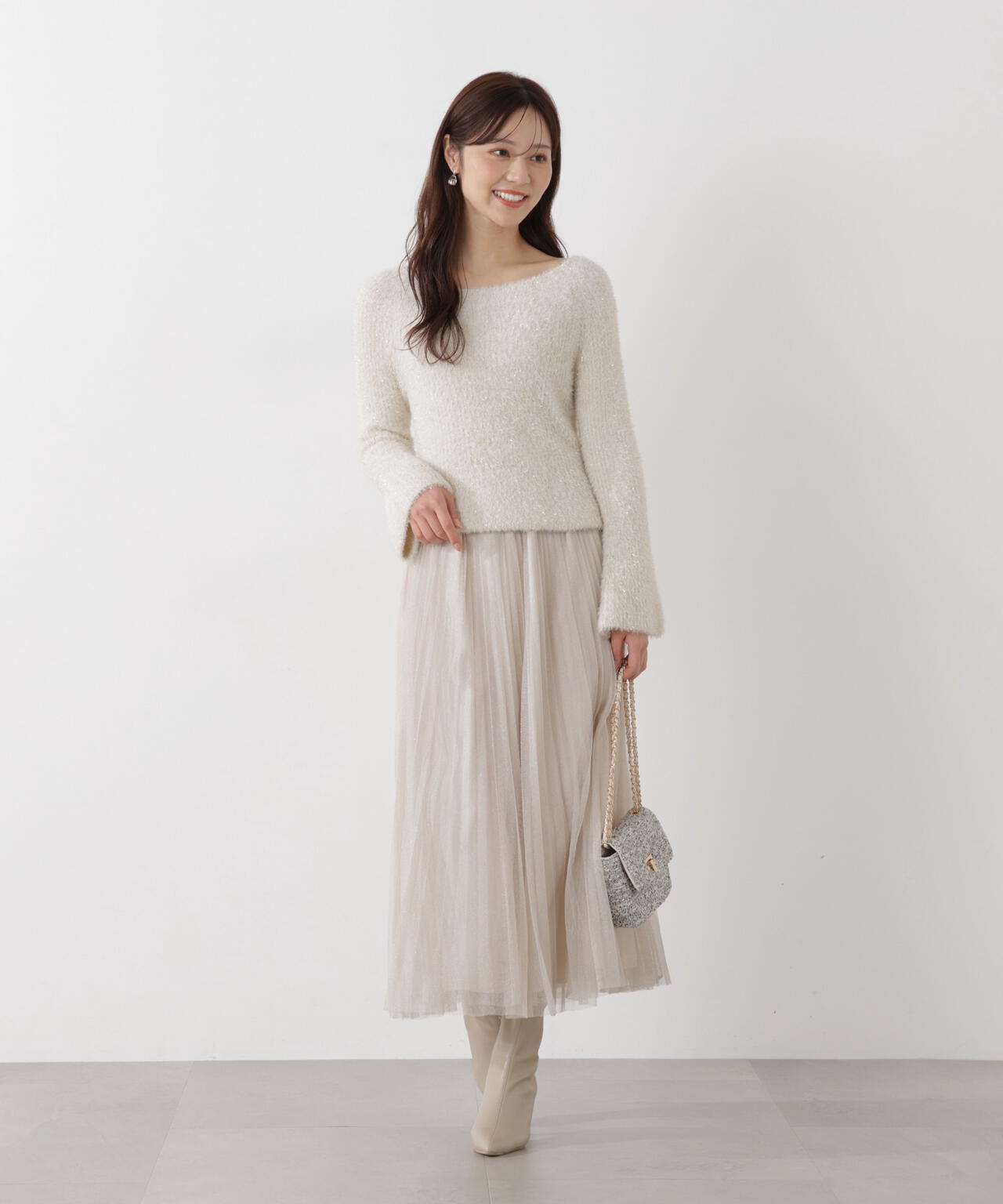 《EDIT COLOGNE》ラメプリーツスカート【ピンク:official site・ZOZOTOWN・ルミネエスト新宿限定】