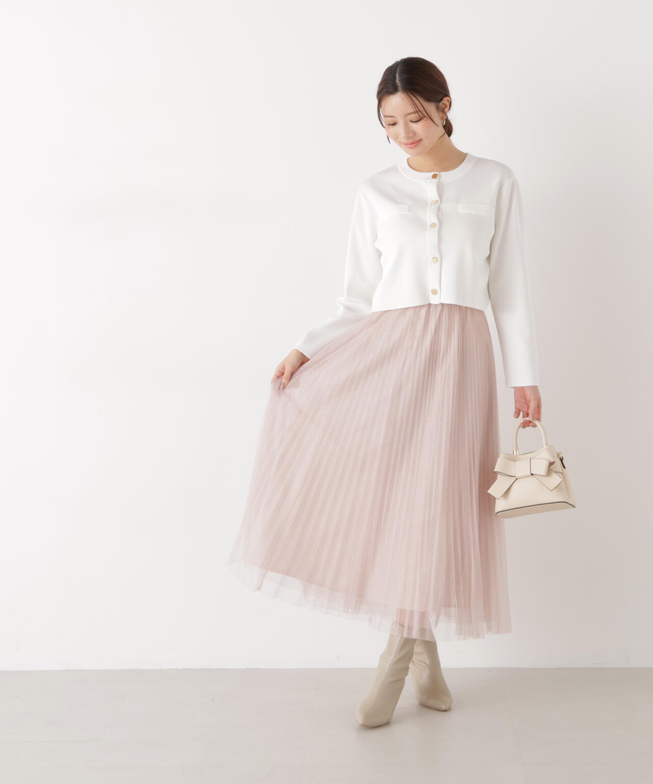 《EDIT COLOGNE》ラメプリーツスカート【ピンク:official site・ZOZOTOWN・ルミネエスト新宿限定】