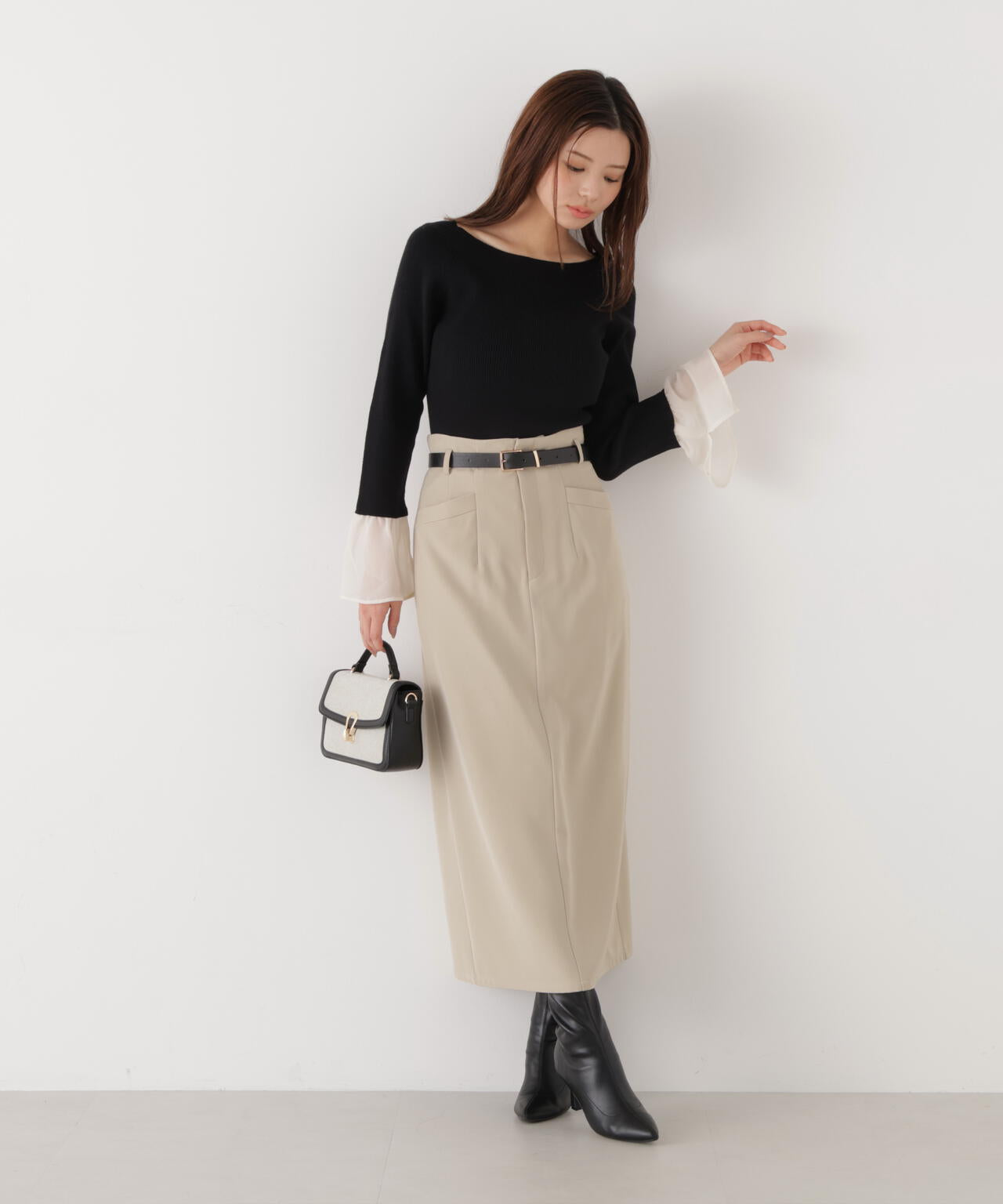 <ウォッシャブル>〈a/mie〉ベーシックナロースカート