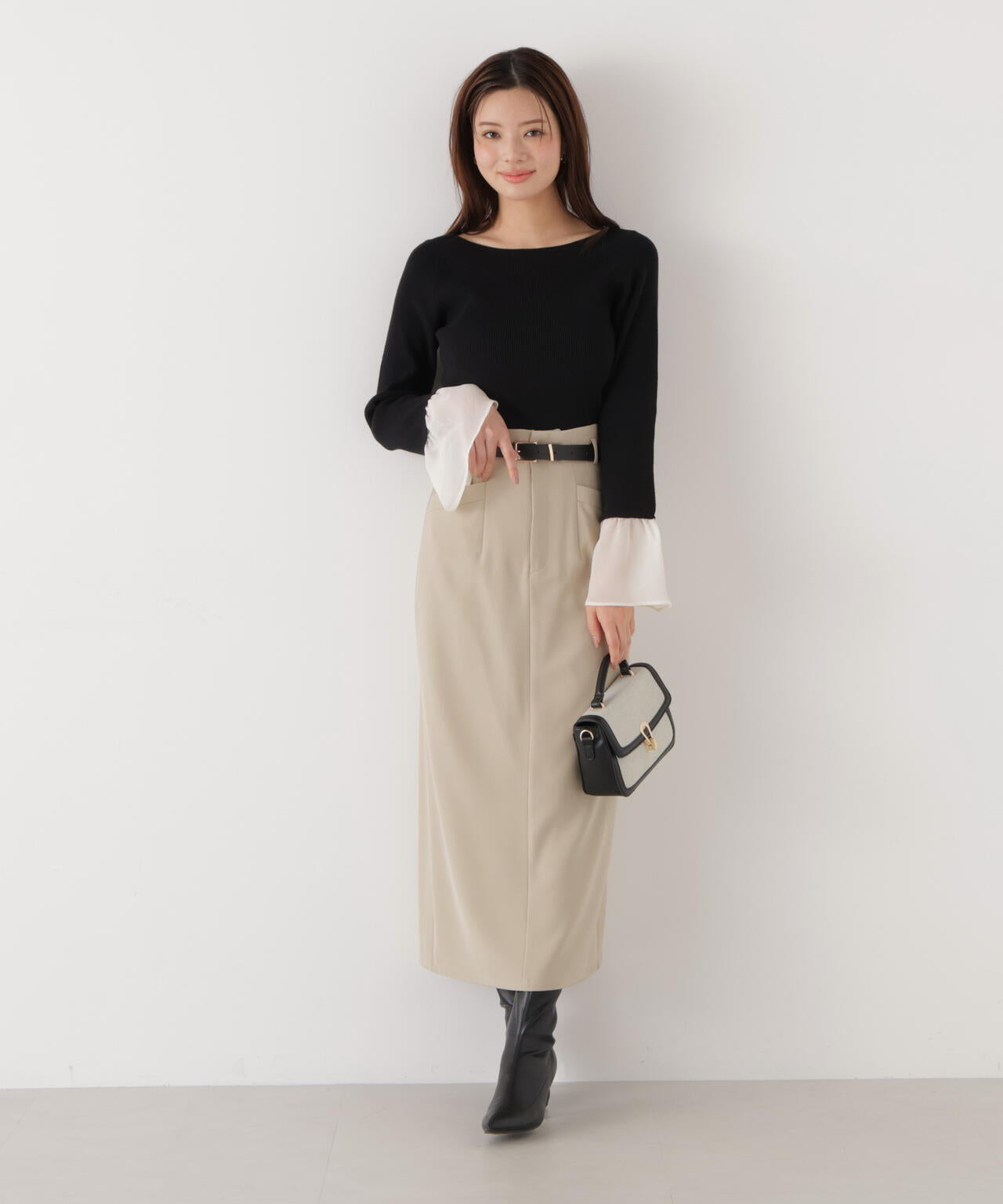 <ウォッシャブル>〈a/mie〉ベーシックナロースカート
