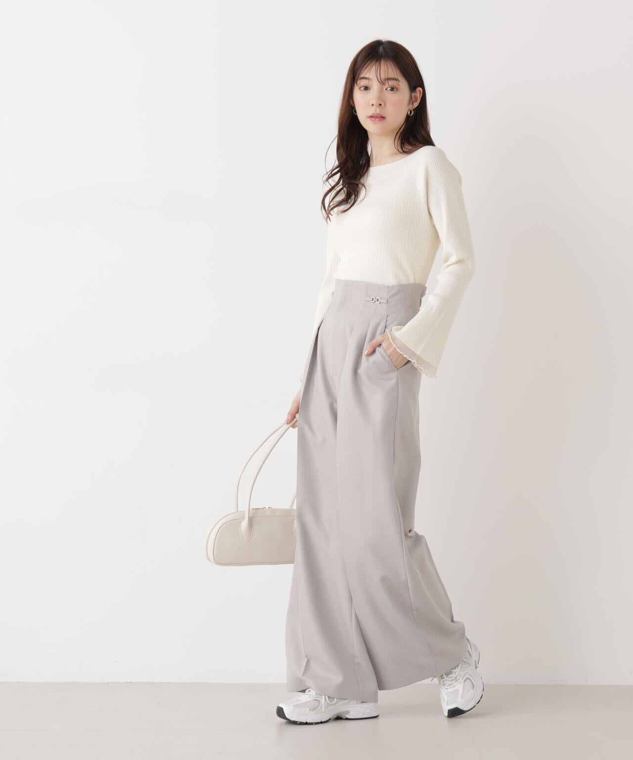 ビットハイウエストワイドパンツ