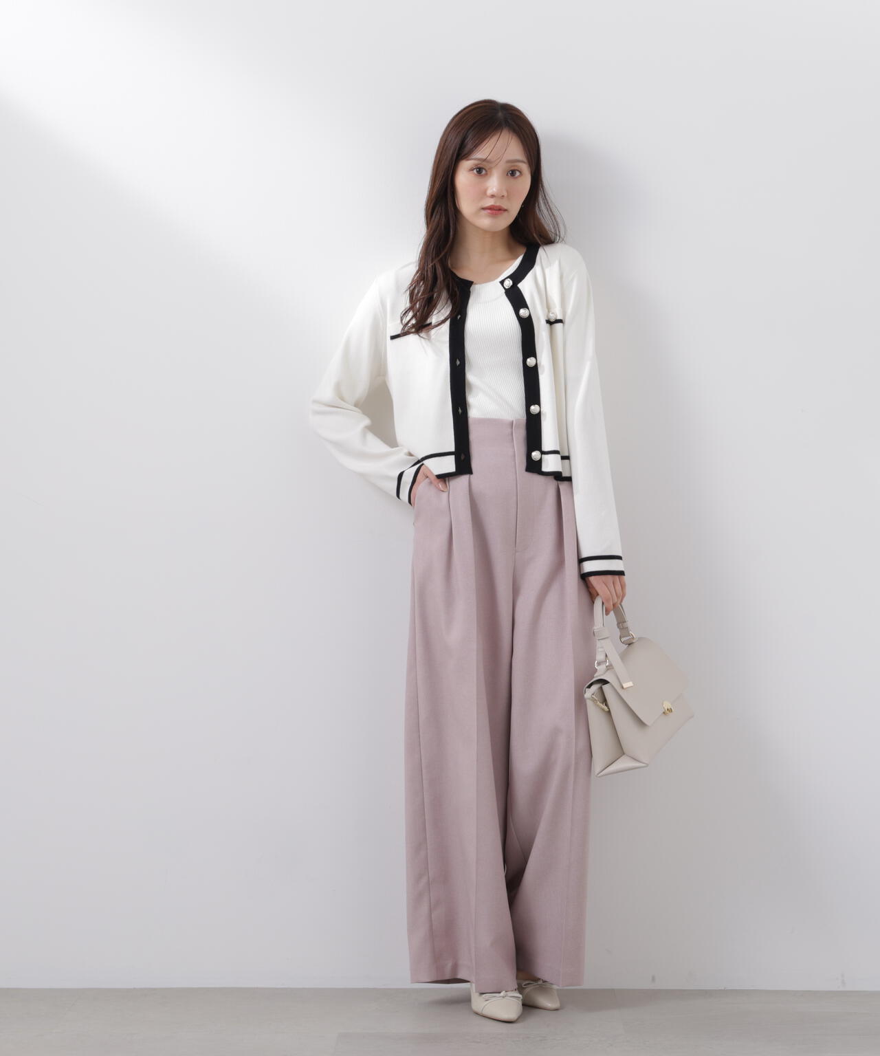 ビットハイウエストワイドパンツ