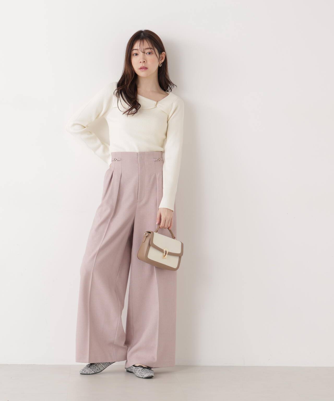 ビットハイウエストワイドパンツ