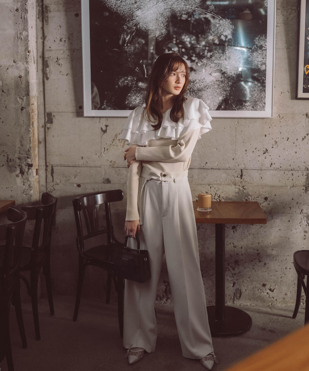 ベルト付きワイドパンツ