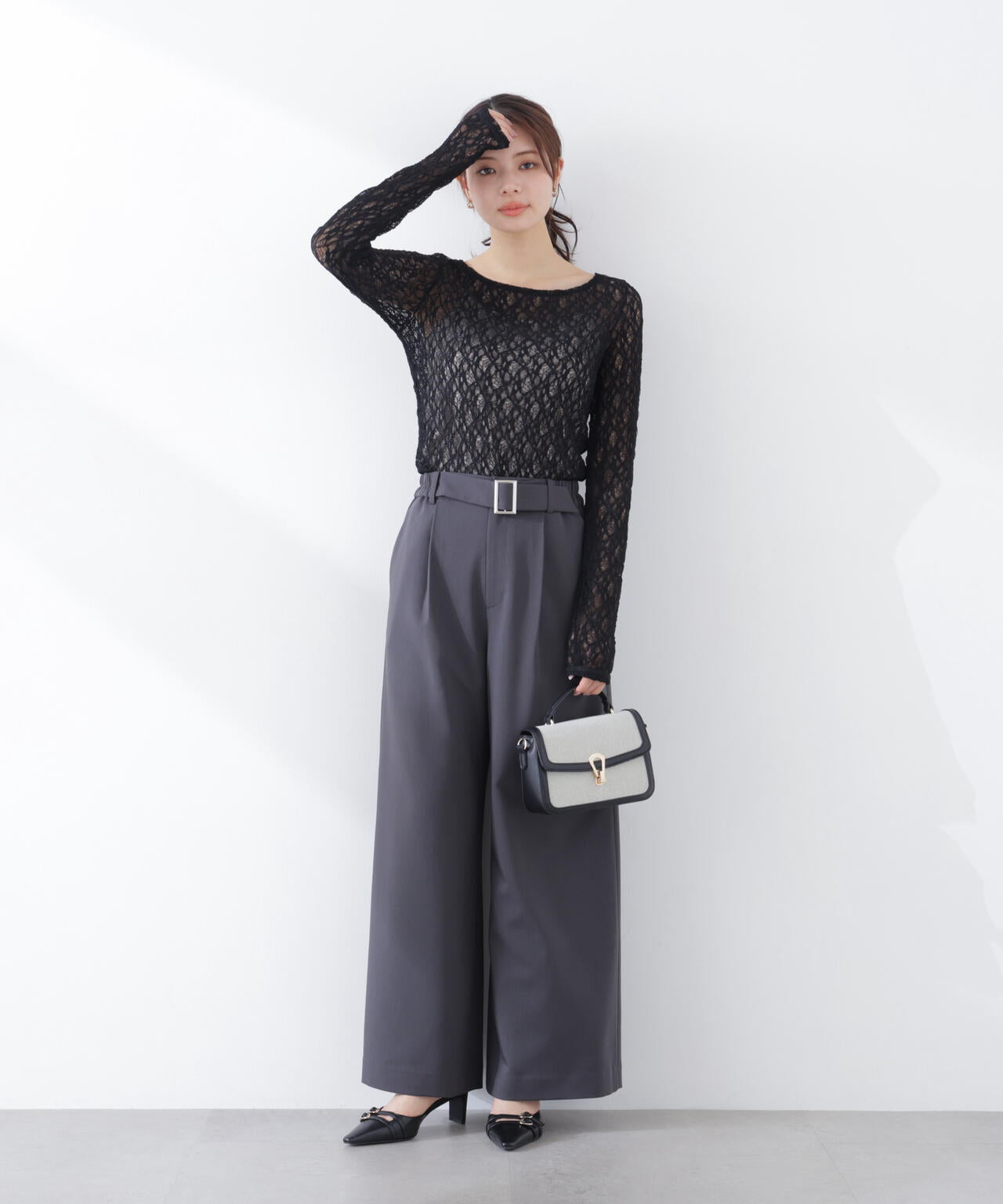 ベルトドッキングワイドパンツ