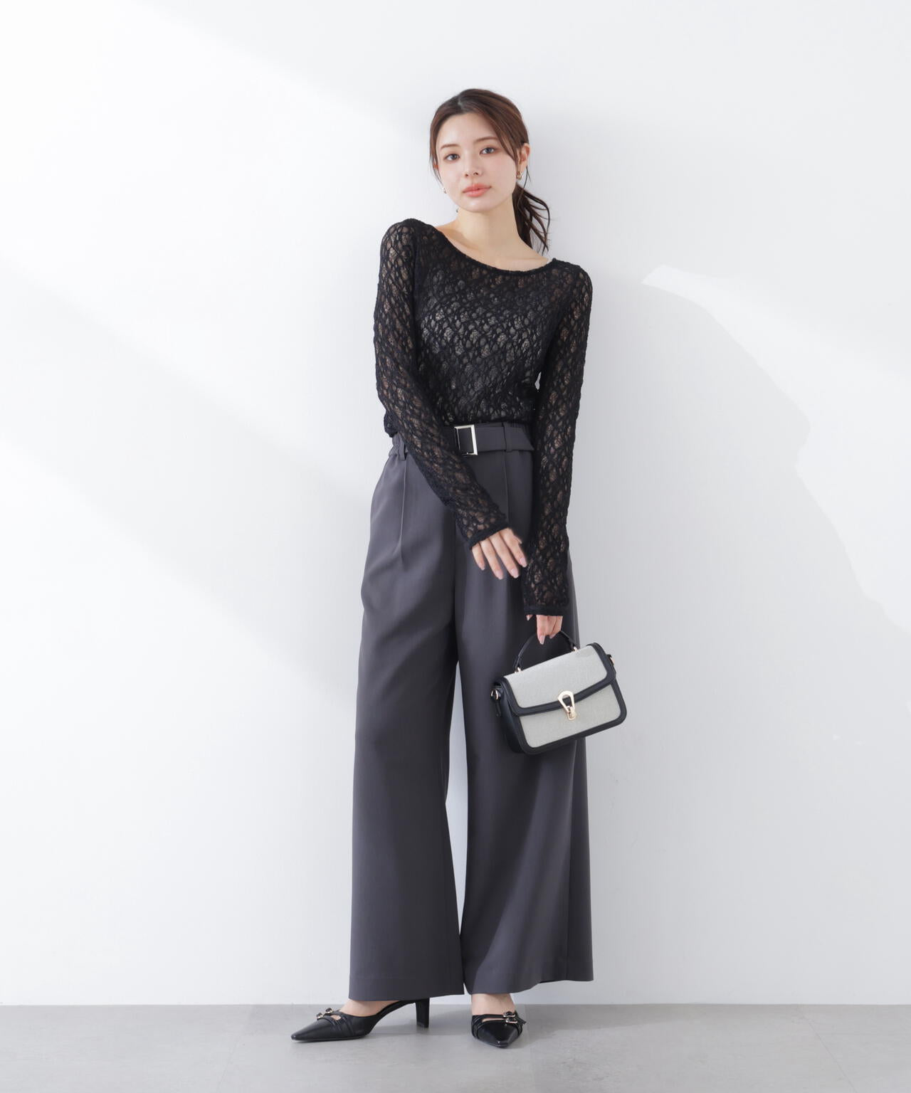 ベルトドッキングワイドパンツ