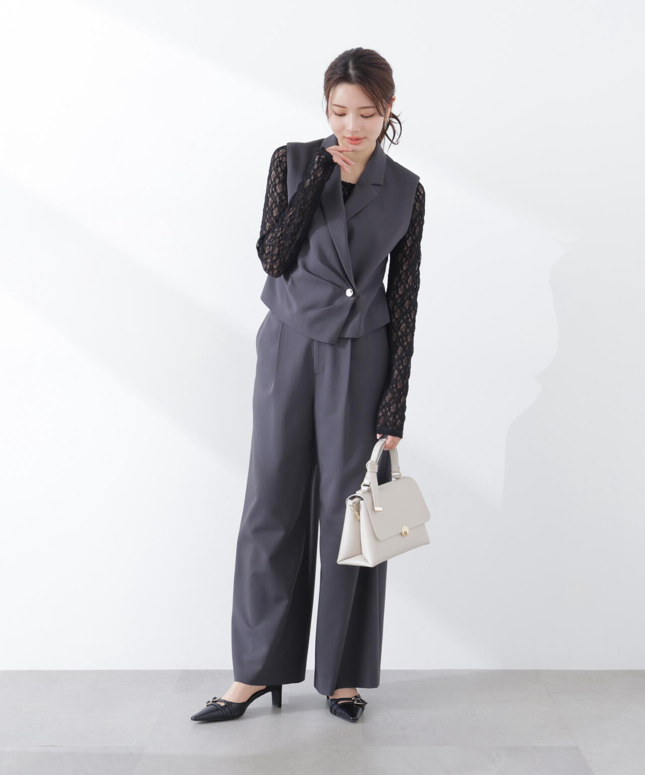 ベルトドッキングワイドパンツ