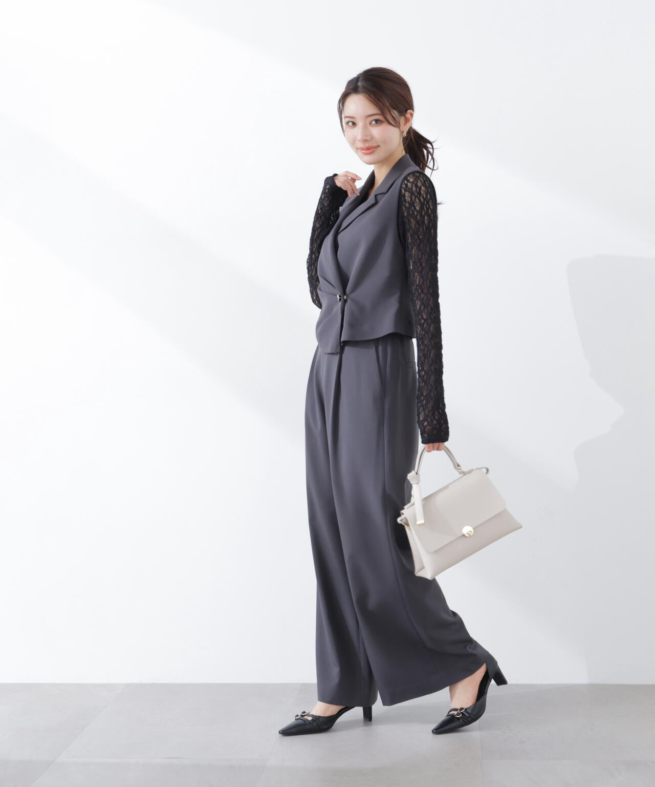 ベルトドッキングワイドパンツ