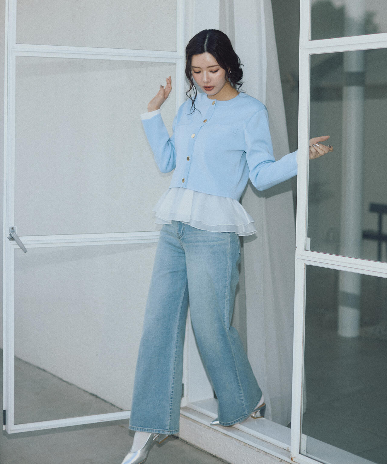 【6/12 10:00~6/15 Special Coupon 対象商品】〈a/mie〉ワイドデニムパンツ