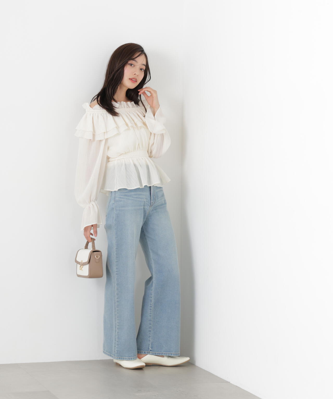 【6/12 10:00~6/15 Special Coupon 対象商品】〈a/mie〉ワイドデニムパンツ