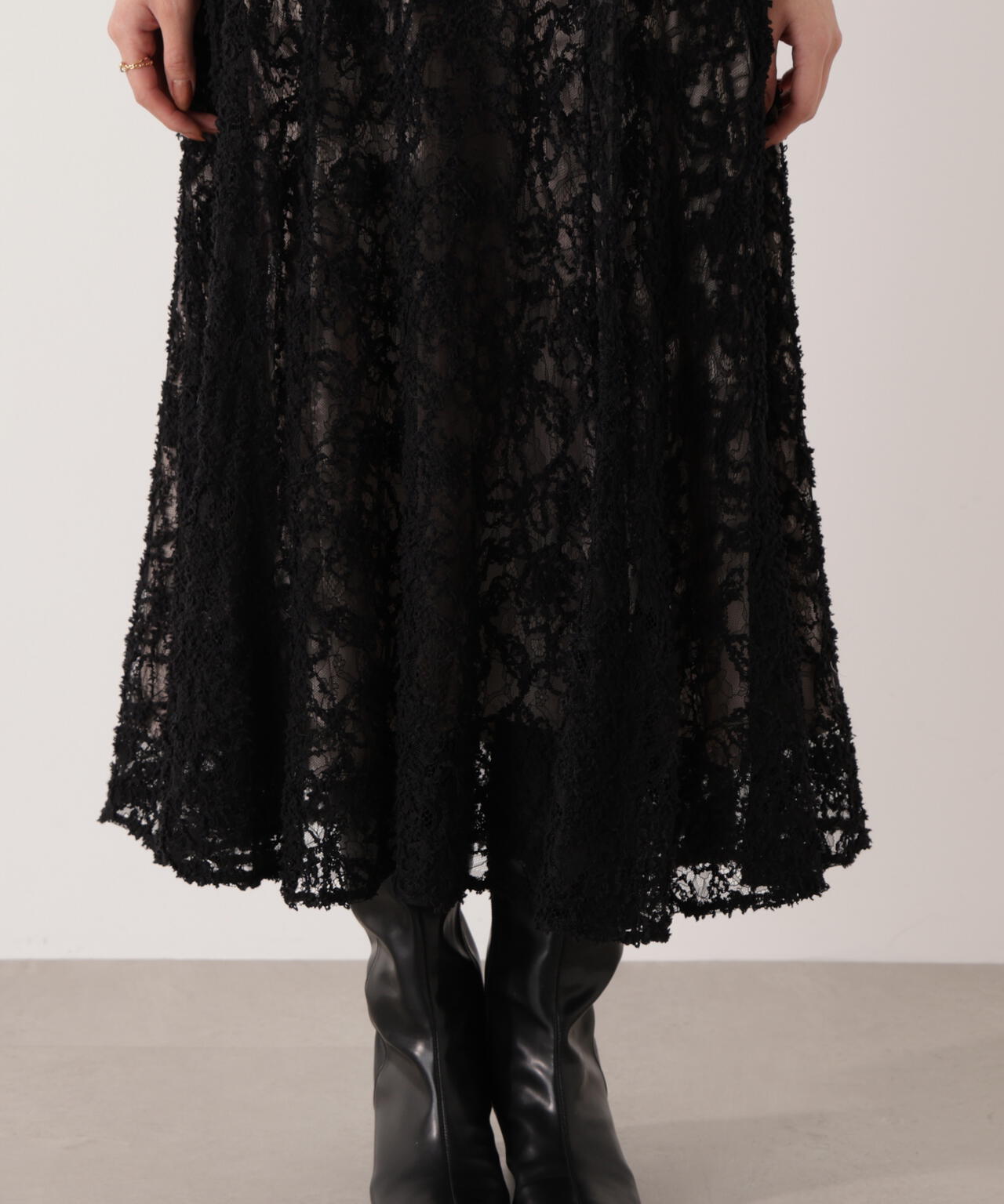 レースドッキングニットワンピース