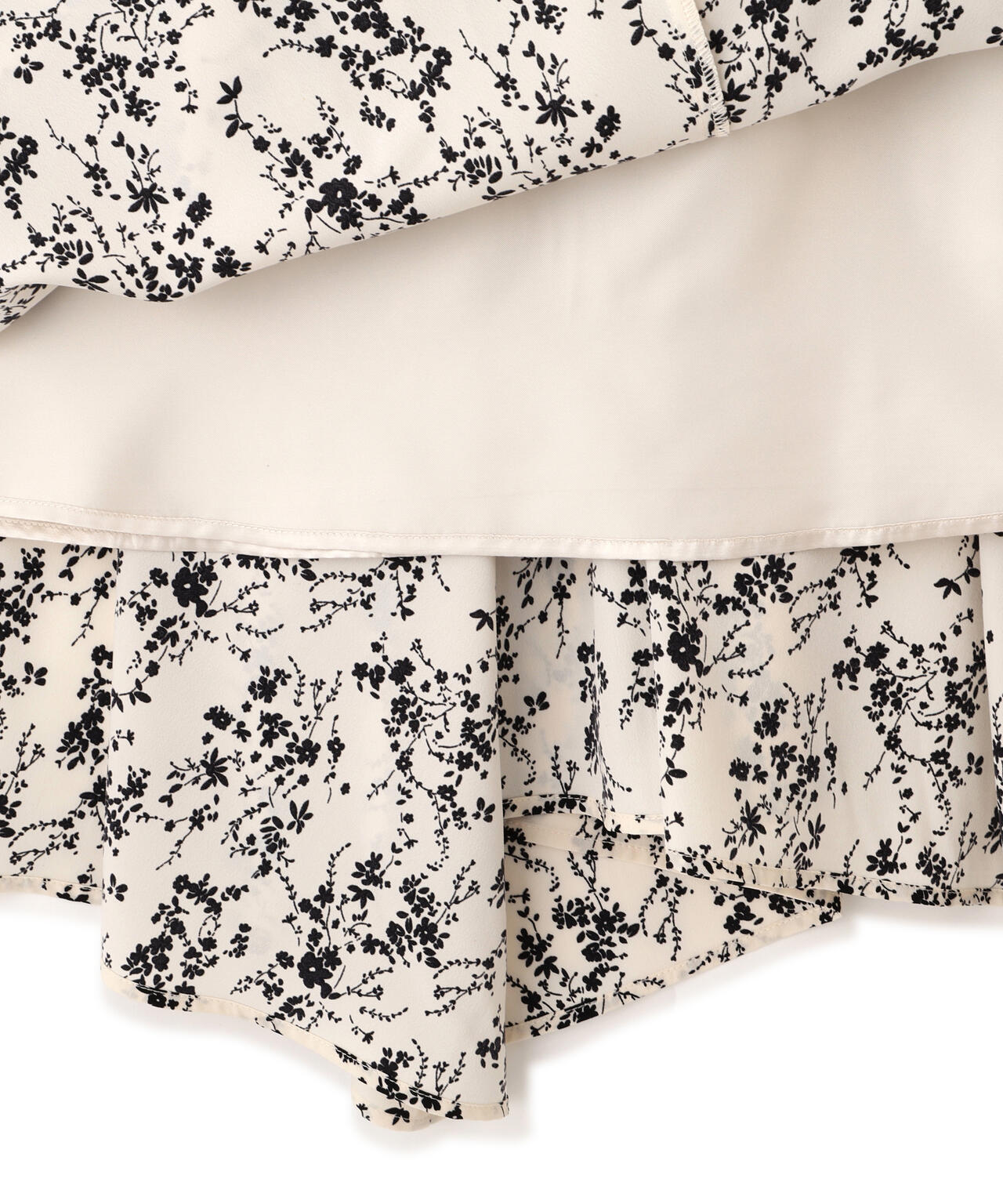 フロントリボン花柄ドッキングワンピース