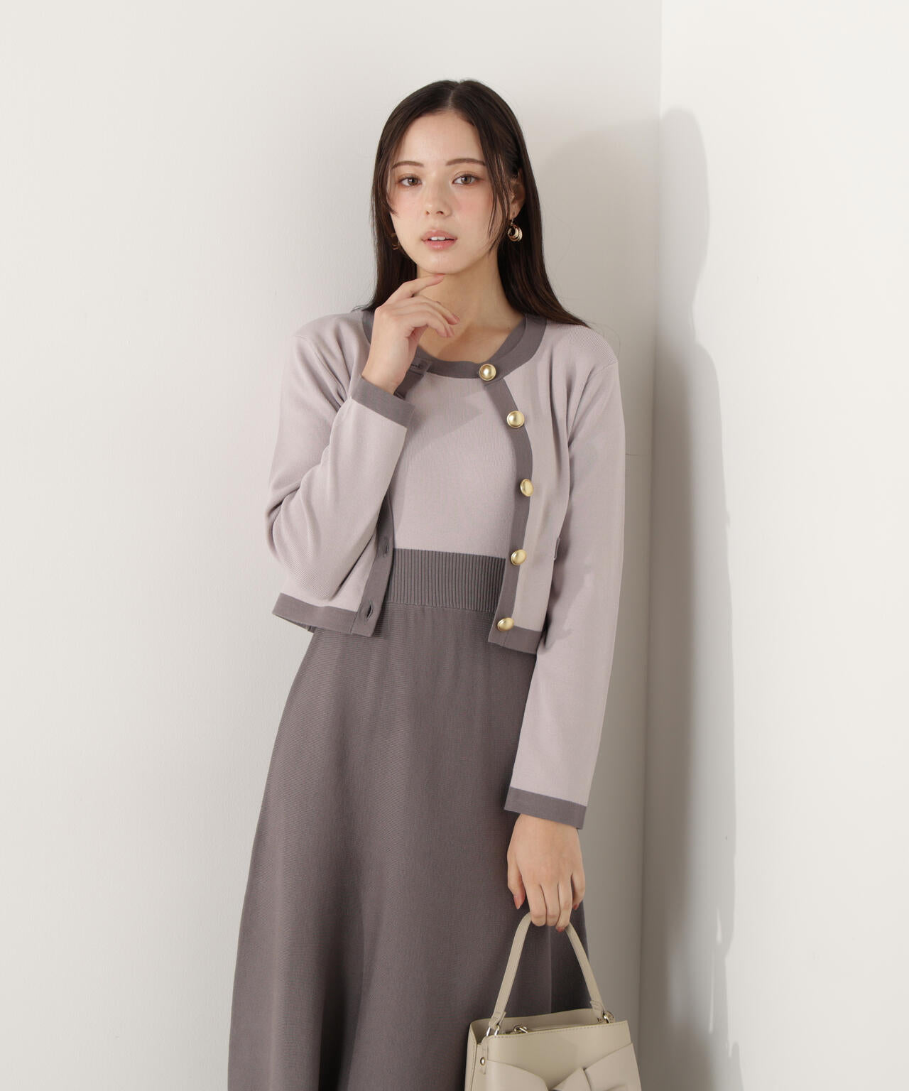 バイカラーカーデセットアップ