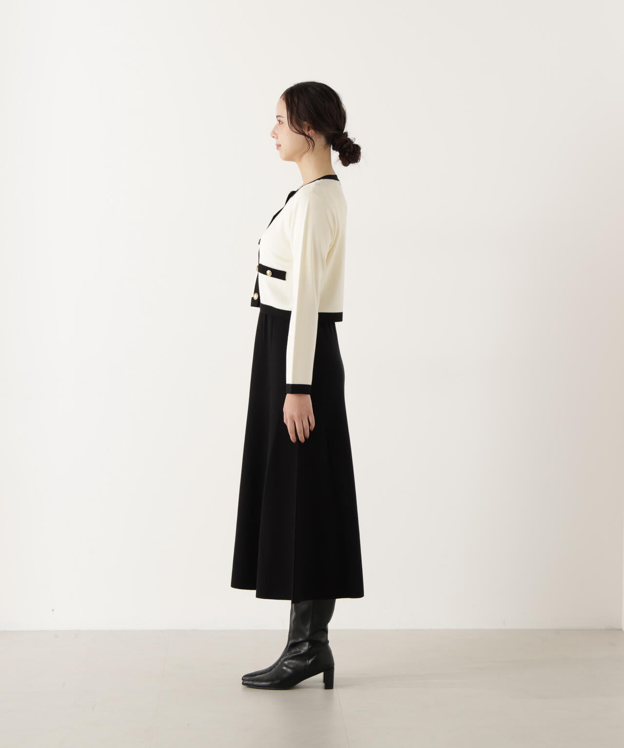 バイカラーカーデセットアップ