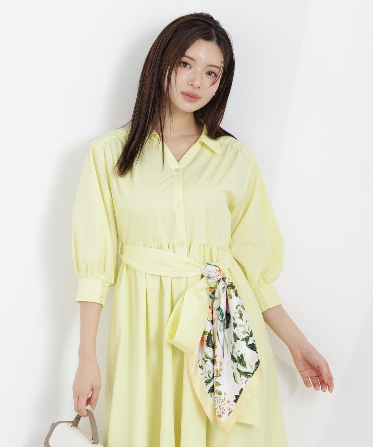 リボン付きシャツワンピース【WEB・一部店舗限定】