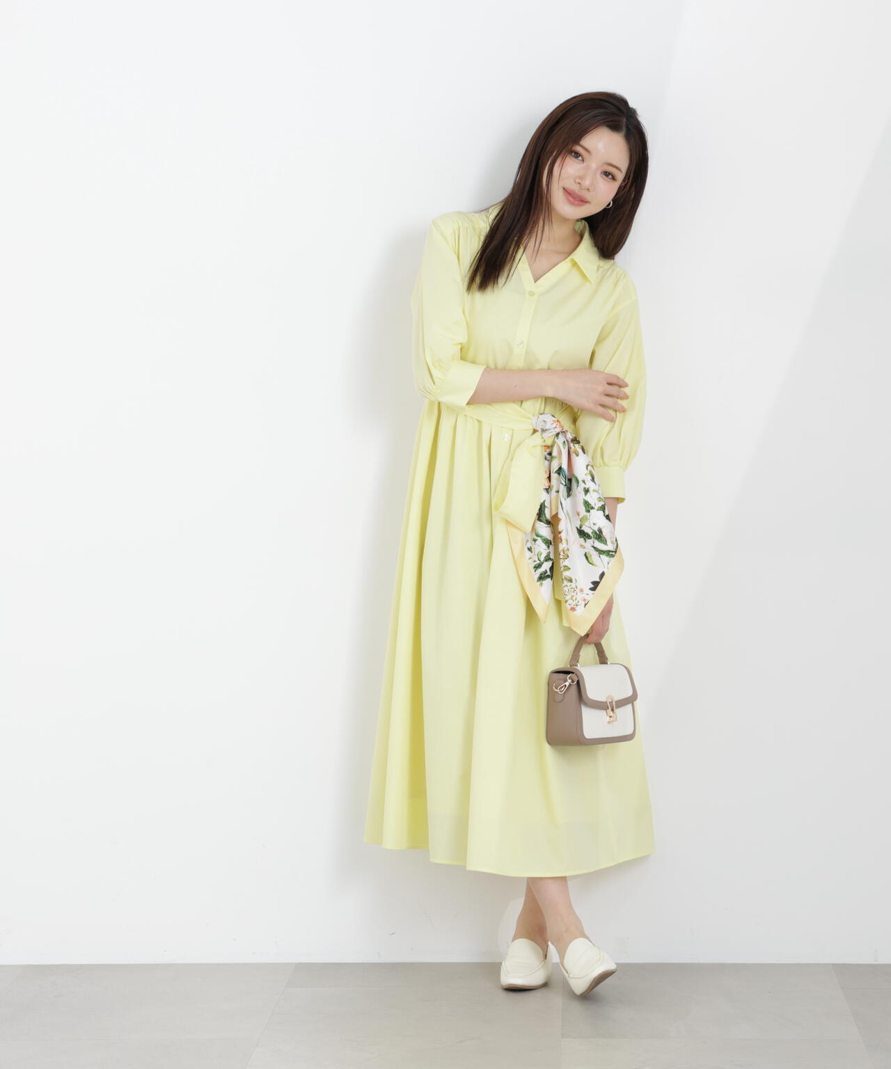 リボン付きシャツワンピース【WEB・一部店舗限定】