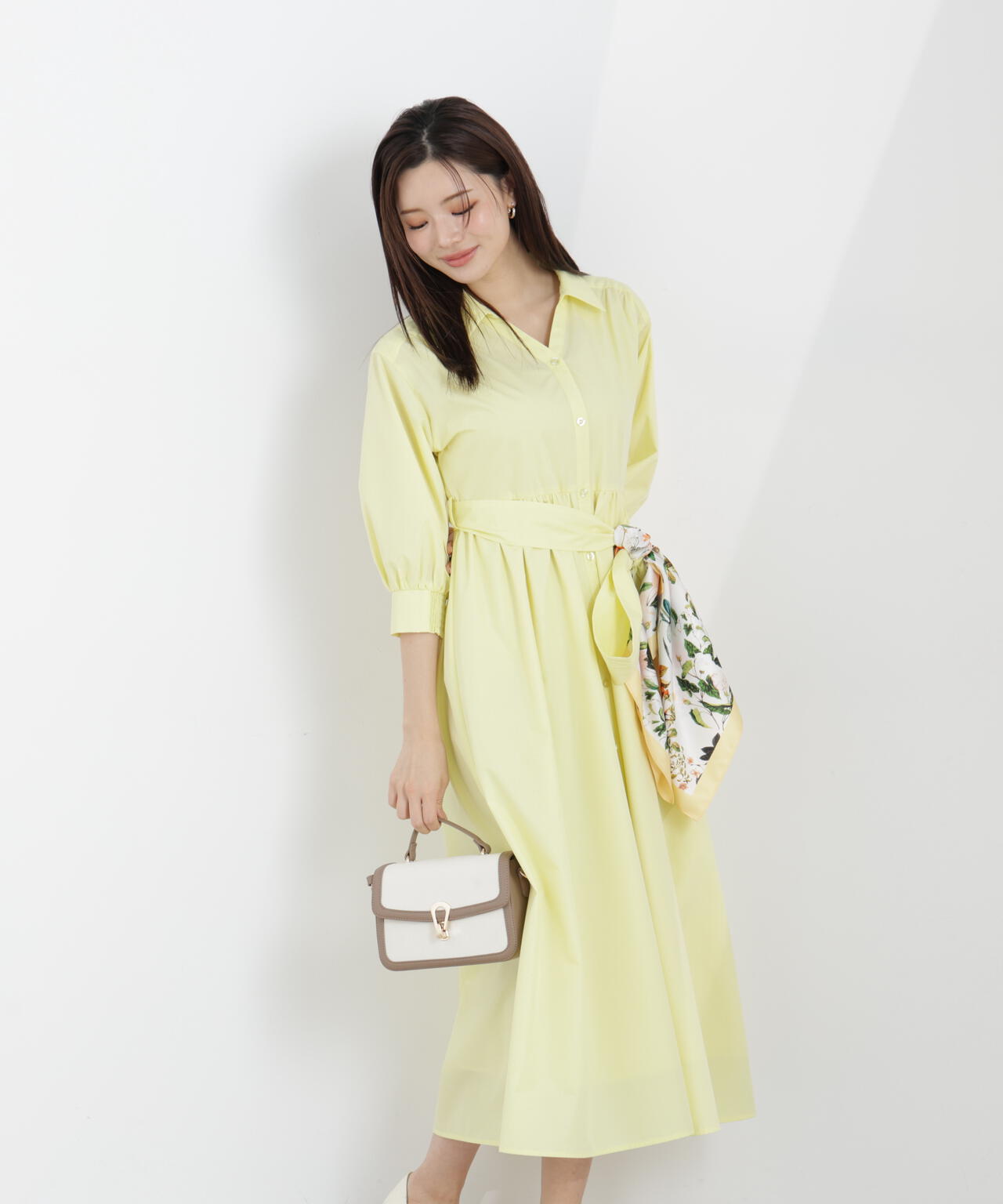 リボン付きシャツワンピース【WEB・一部店舗限定】