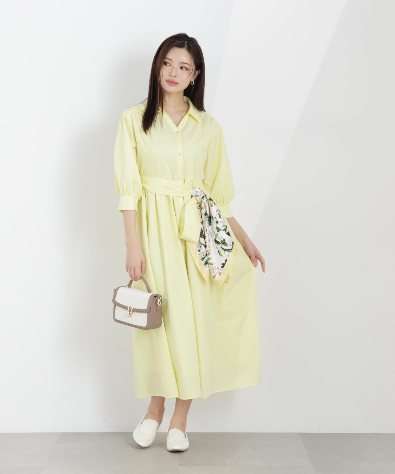 リボン付きシャツワンピース【WEB・一部店舗限定】