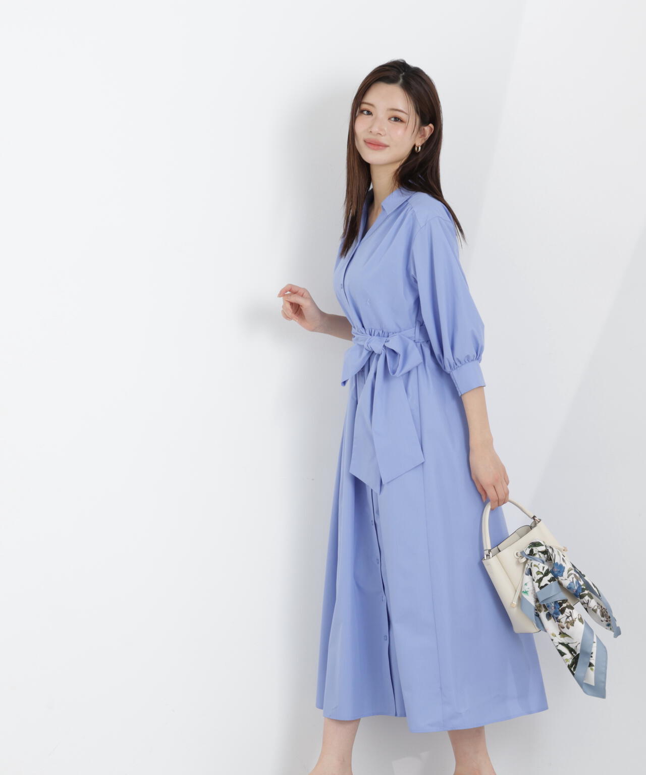 リボン付きシャツワンピース【WEB・一部店舗限定】