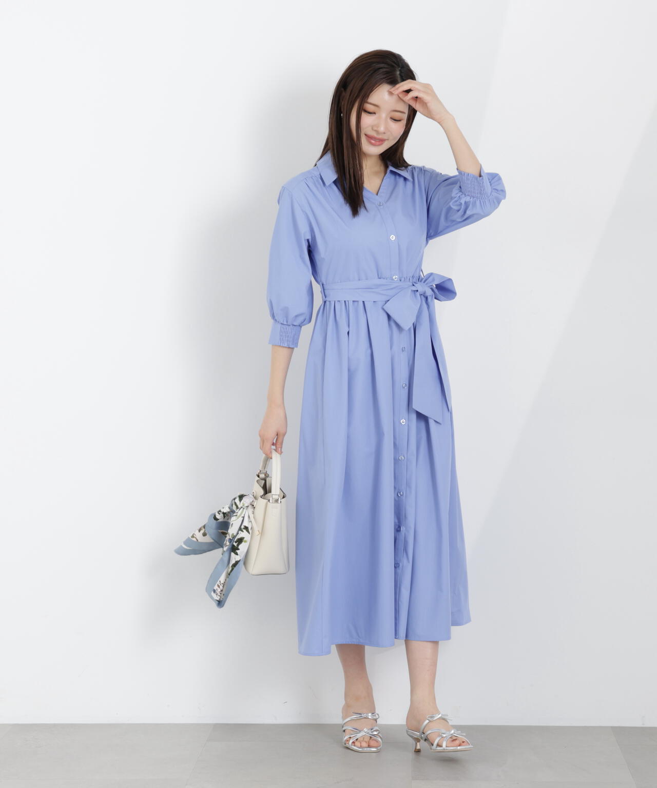 リボン付きシャツワンピース【WEB・一部店舗限定】