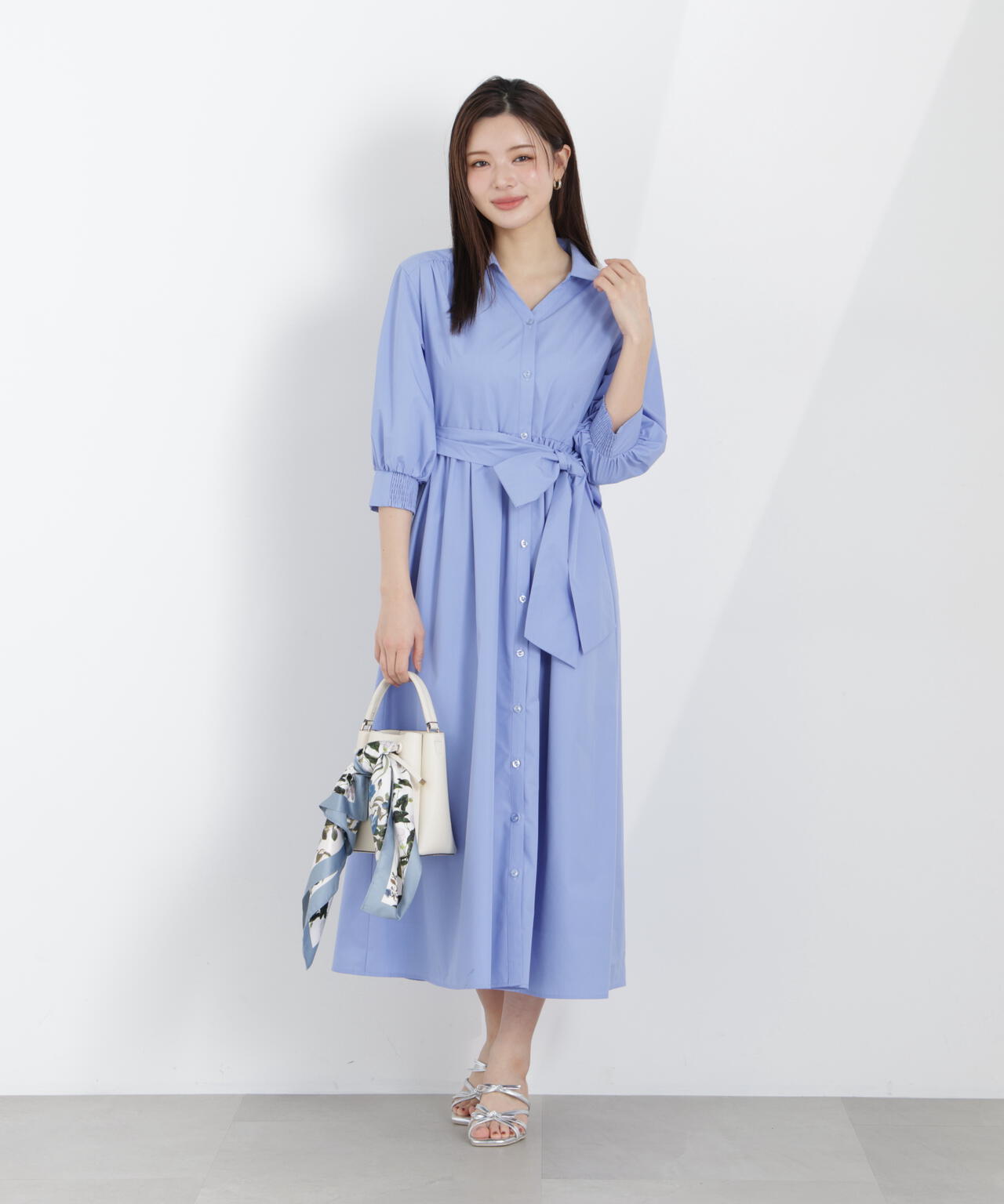 リボン付きシャツワンピース【WEB・一部店舗限定】