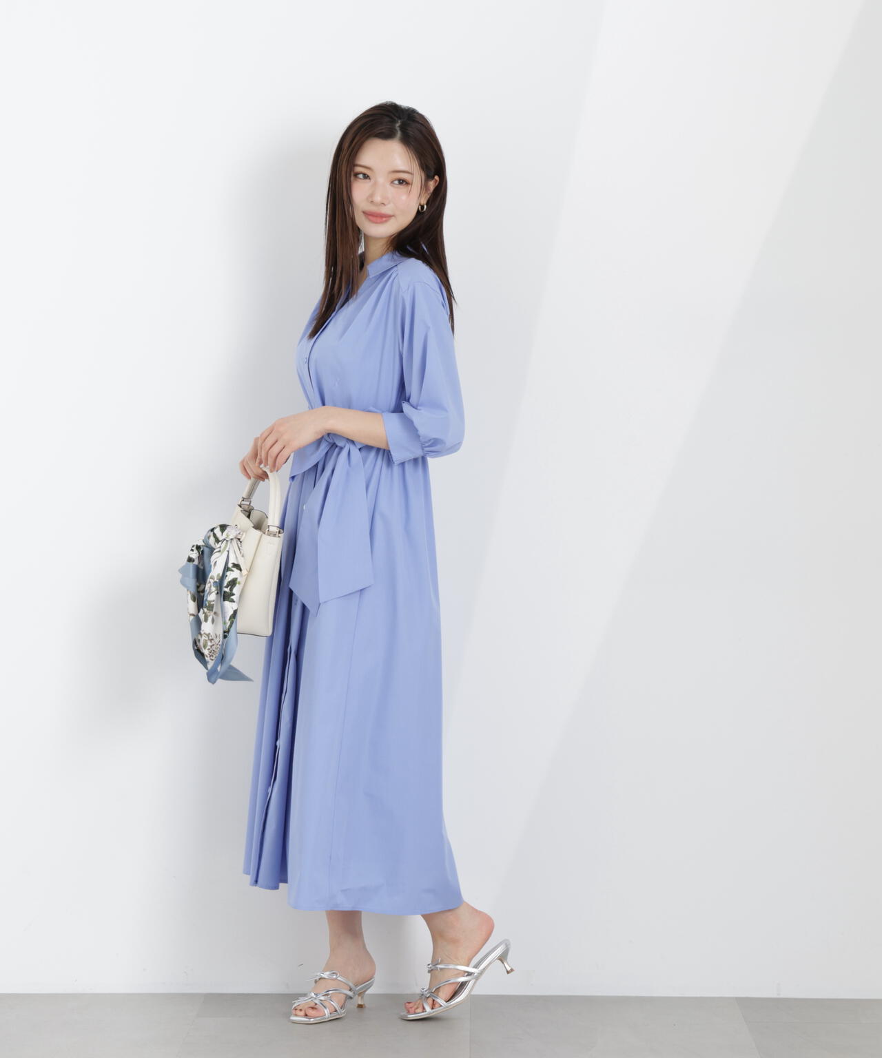 リボン付きシャツワンピース【WEB・一部店舗限定】