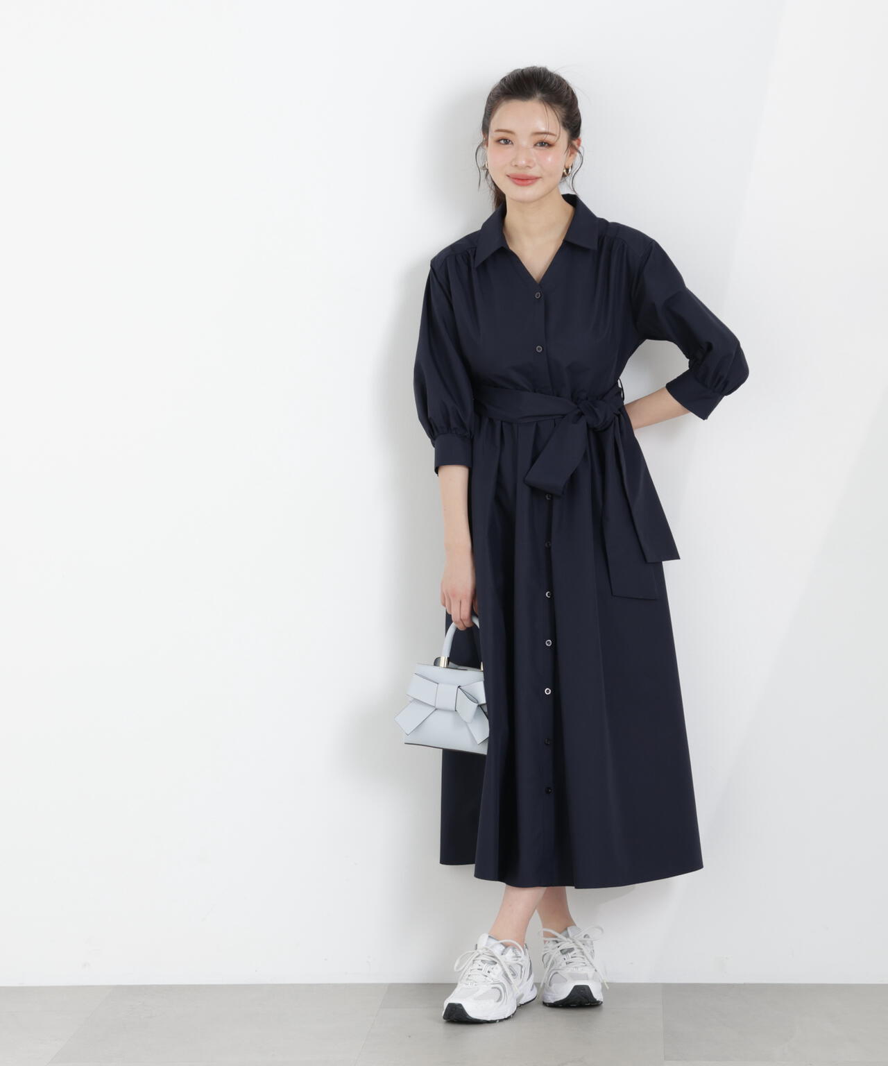 リボン付きシャツワンピース【WEB・一部店舗限定】