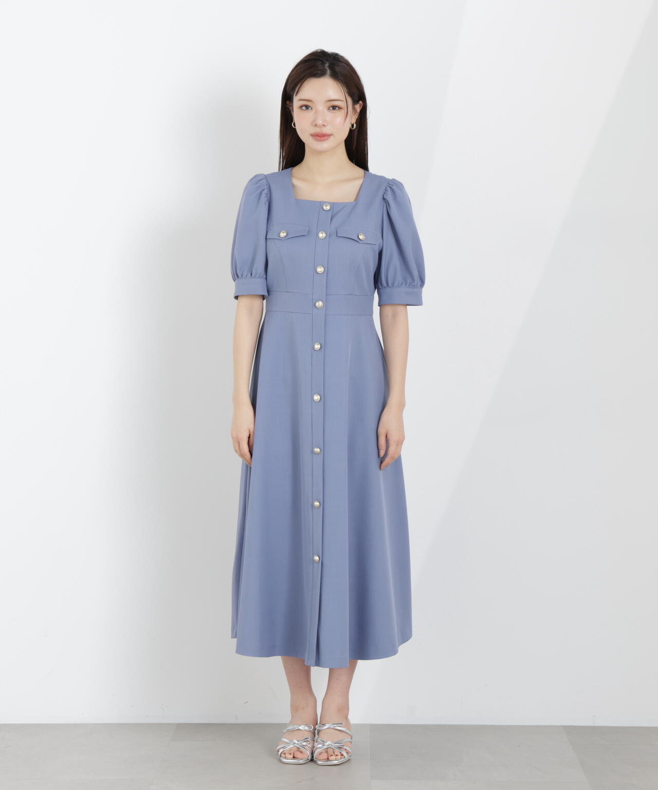 【6/5~6/7 オンライン限定2buy10%OFF対象】フロント釦ワンピース