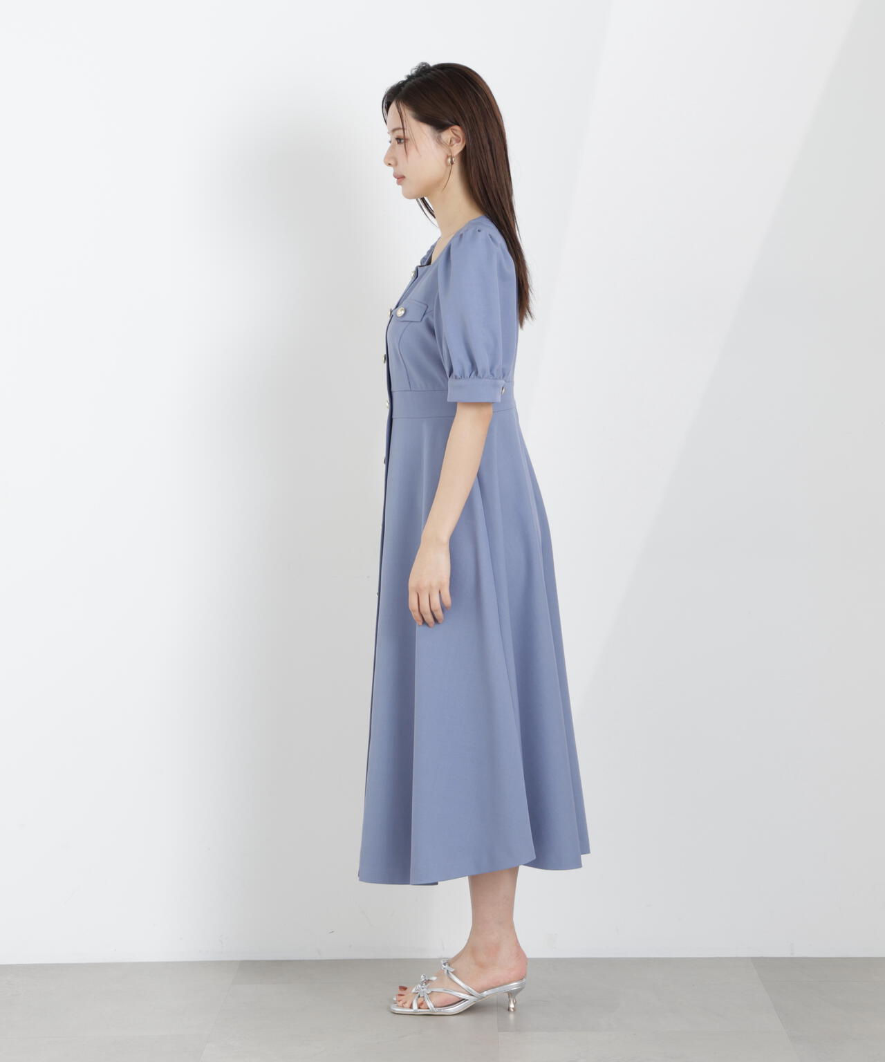 【6/5~6/7 オンライン限定2buy10%OFF対象】フロント釦ワンピース