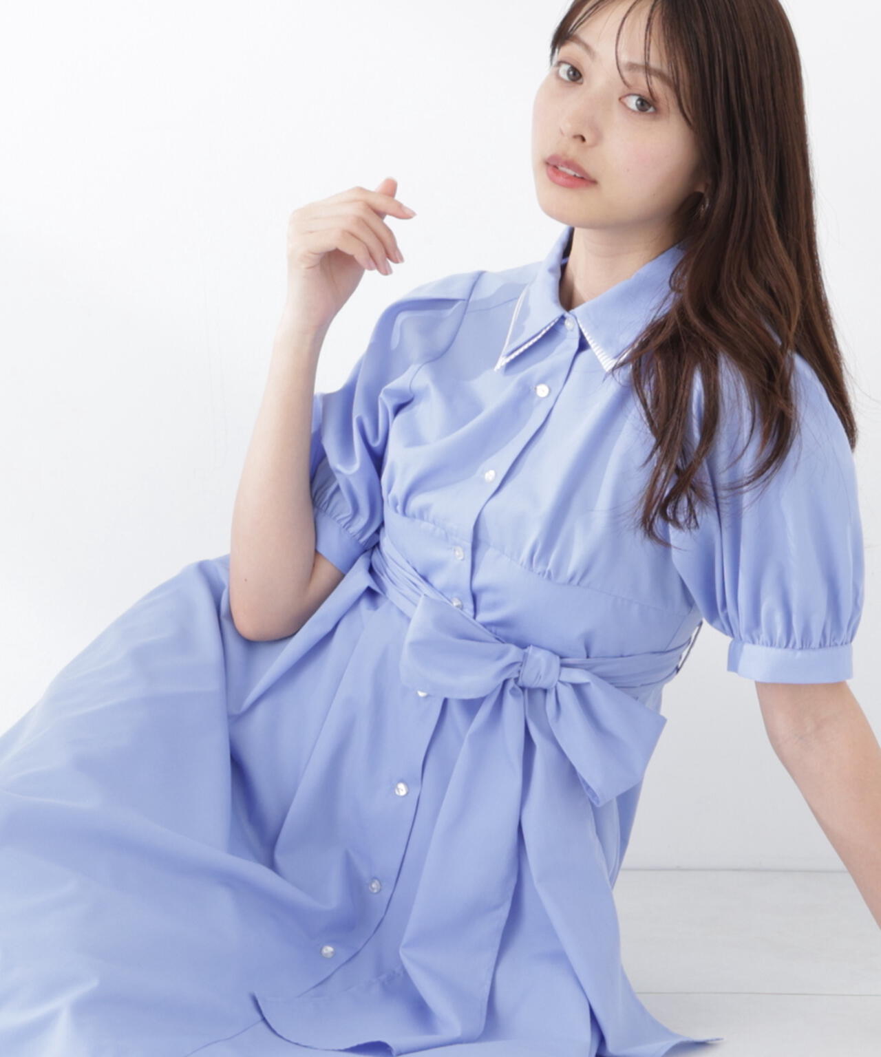 レイヤードカラーシャツワンピース