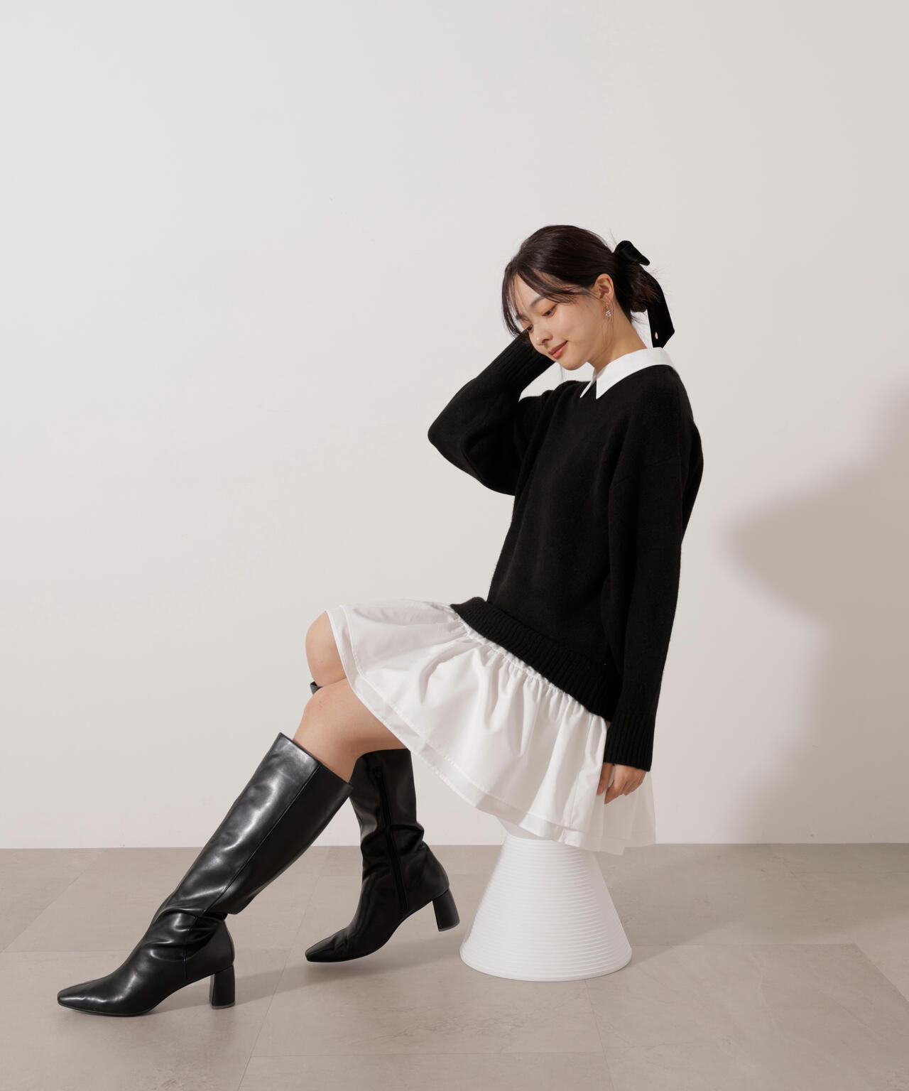 【加藤栞さん着用】《EDIT COLOGNE》レイヤードミニワンピース